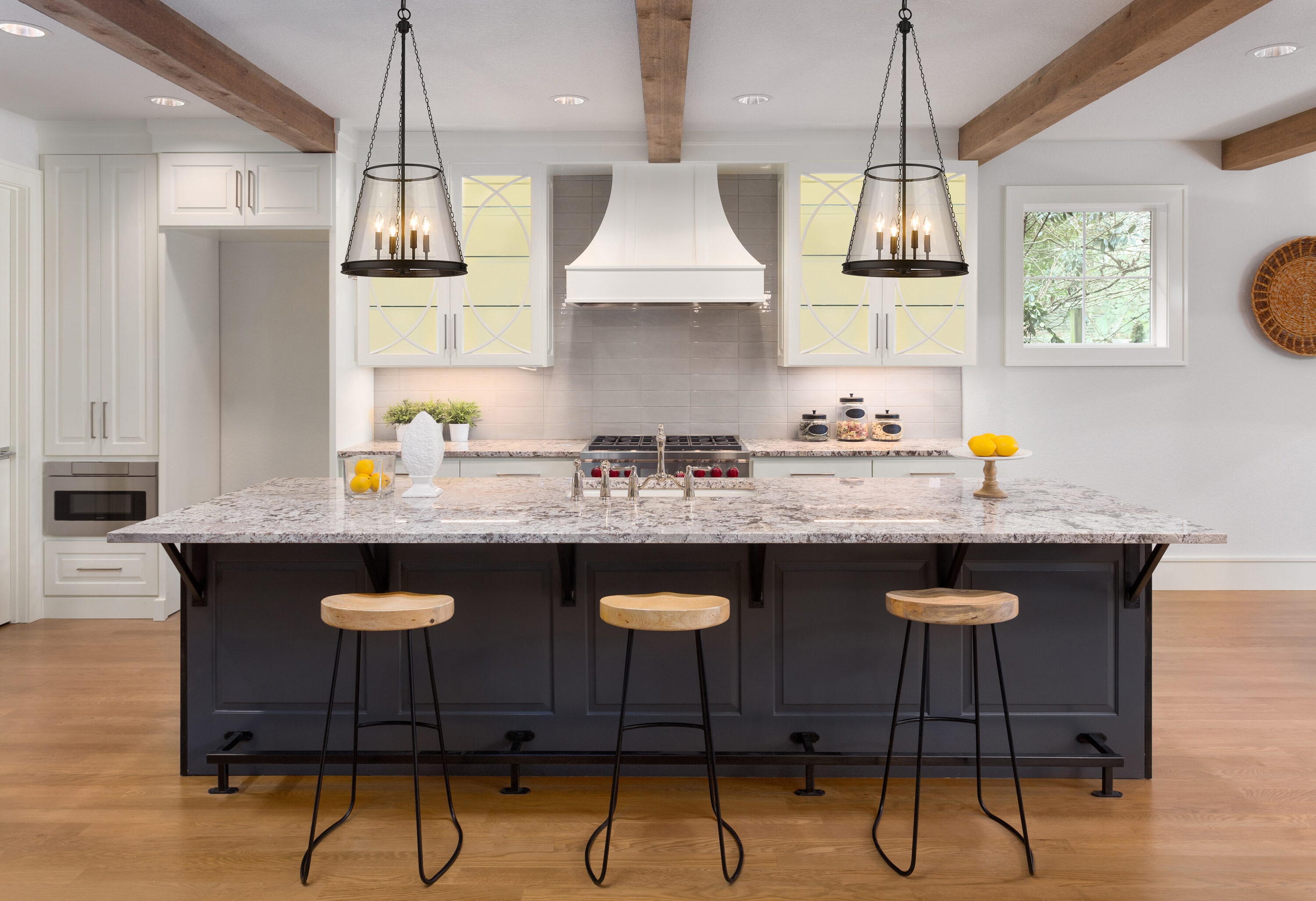 Prescott Matte Black 4-Light Industrial Pendant with Clear Glass Shade