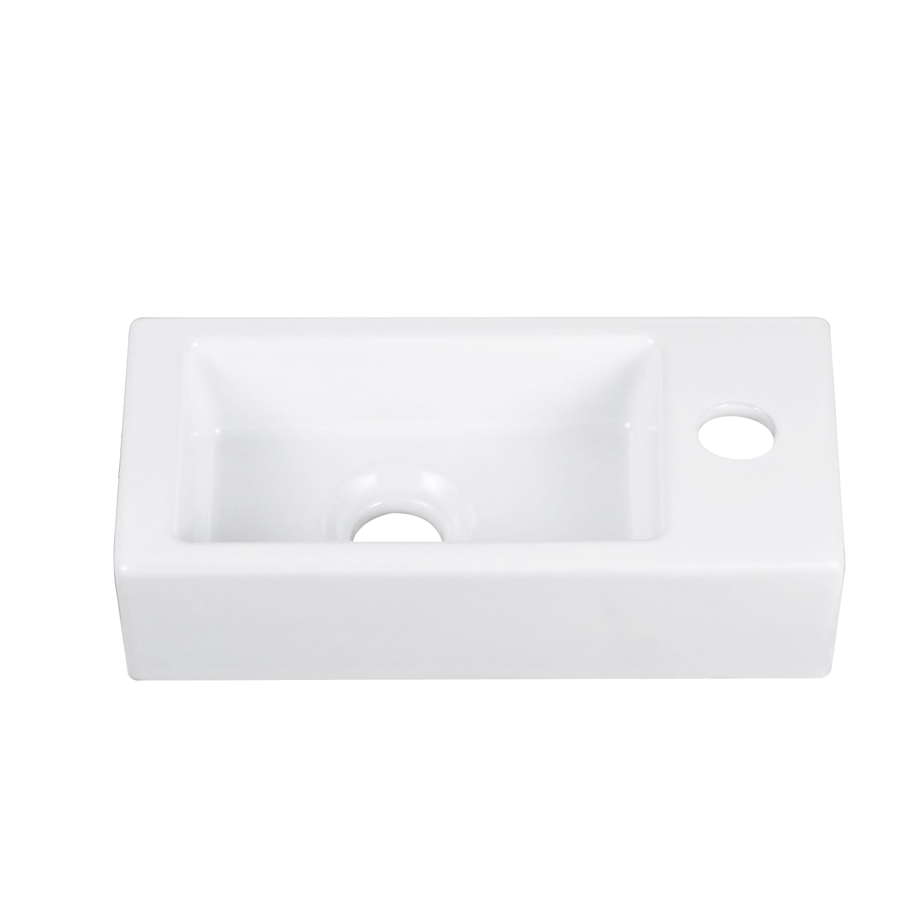 White Ceramic Rectangular Wall Mount Bathroom Sink