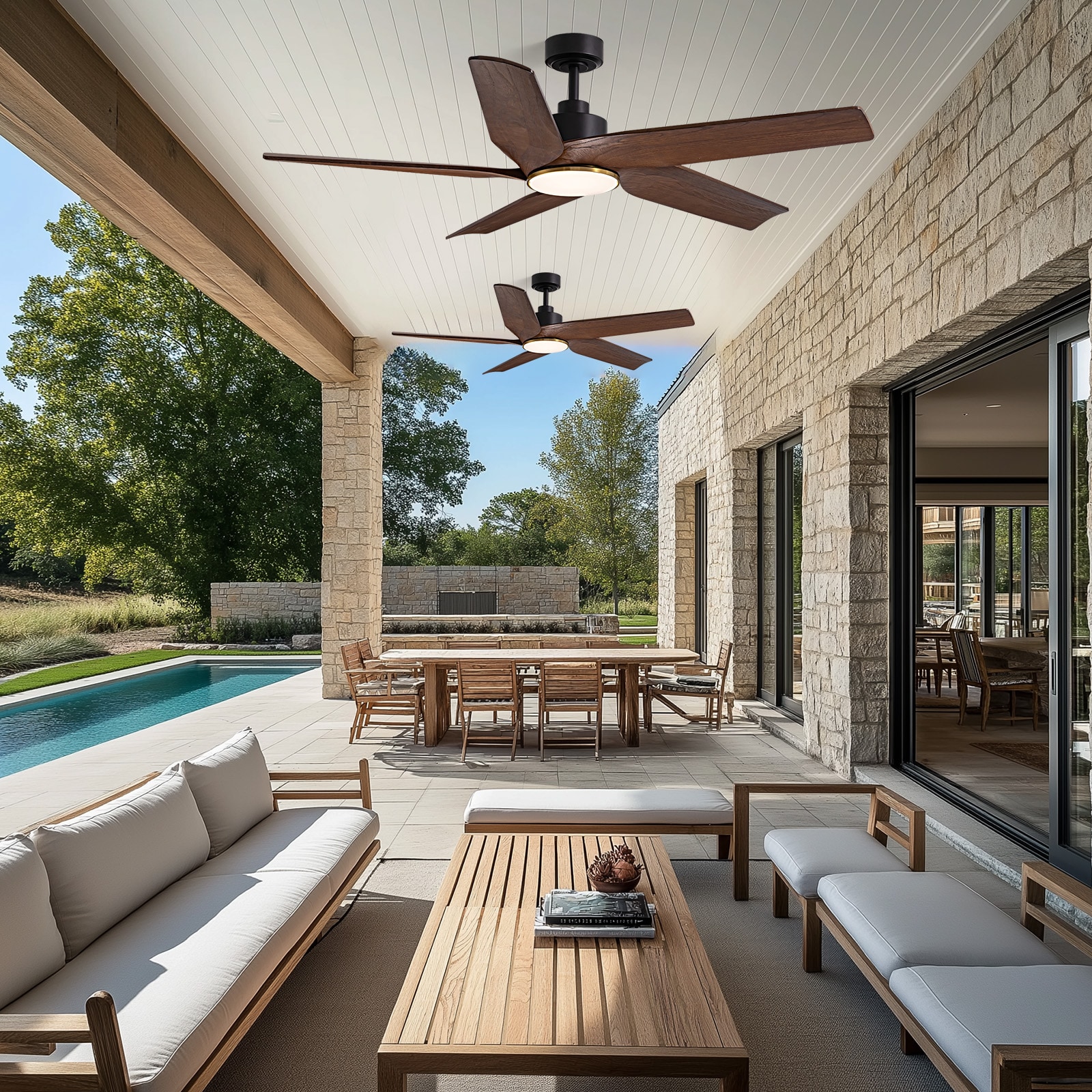 SILJOY WY-012D-60-01 60-in Wooden Ceiling Fan with Light and Remote Control Include(5 Blades)