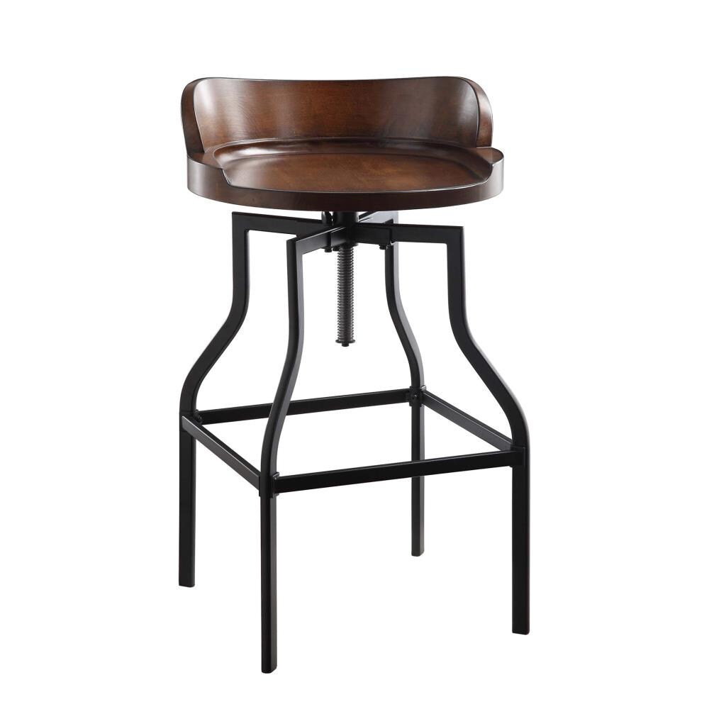 Carolina Cottage Marais adjustable stool Chestnut/Black 24-in H Adjustable  height Swivel Metal Backless Bar Stool