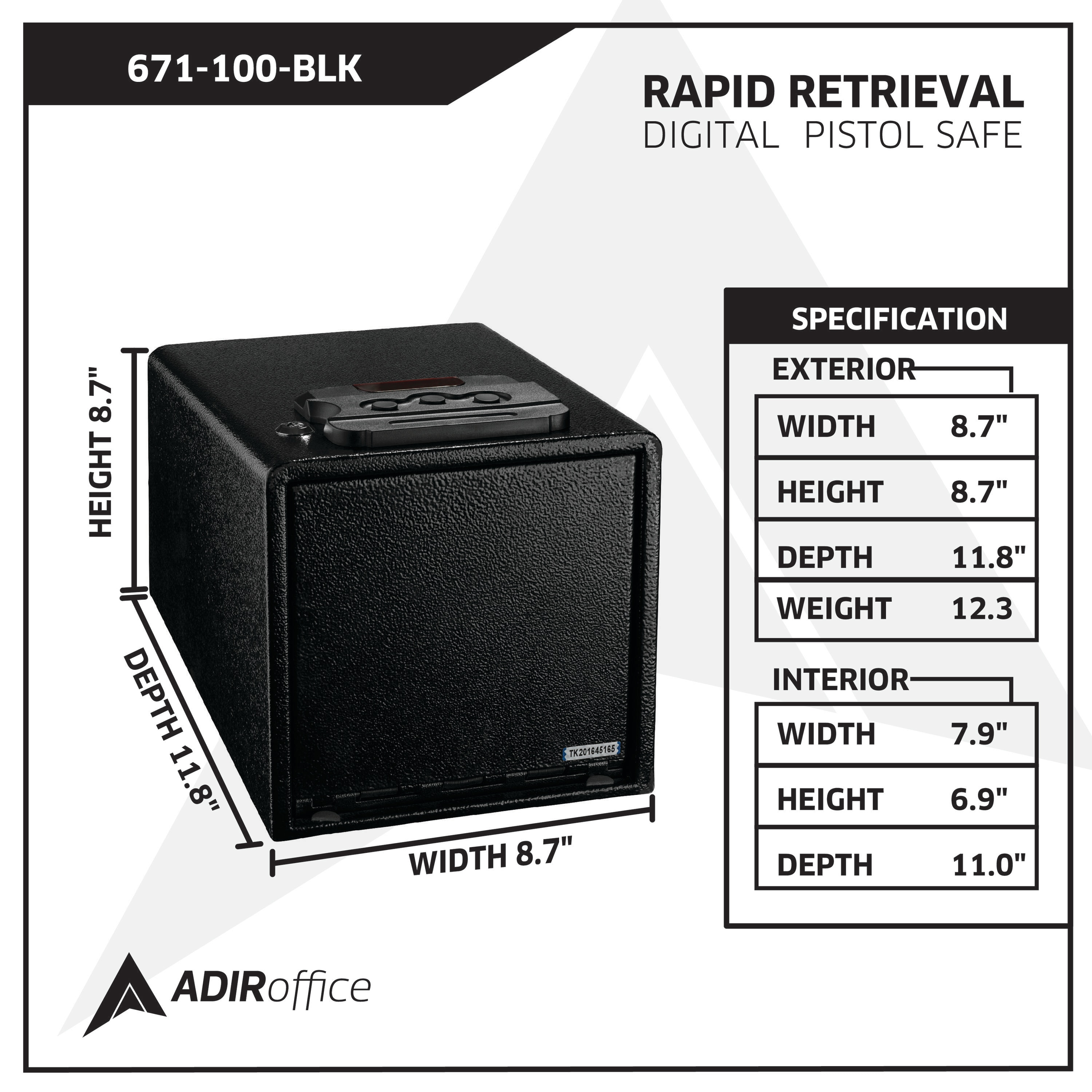 AdirOffice 671-100-BLK Gun-Safes - View #3