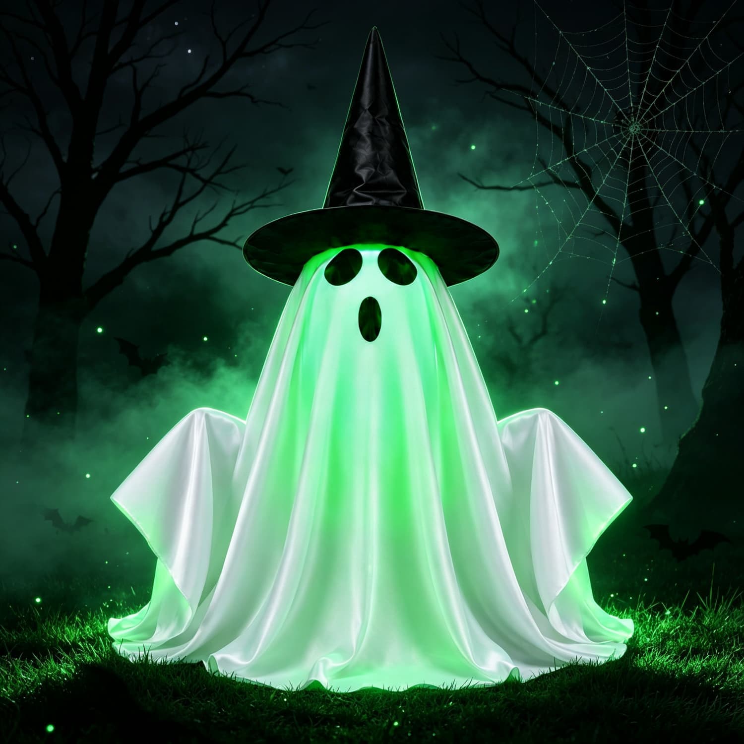 OGETFUUR 12.6-in Halloween Animatronic Ghost Sound-and-touch-activated with Flashing Lights and Scary Sounds Sturdy Latex Fabric Halloween Decor for Indoor Outdoor Yard Haunted House Battery Not Included