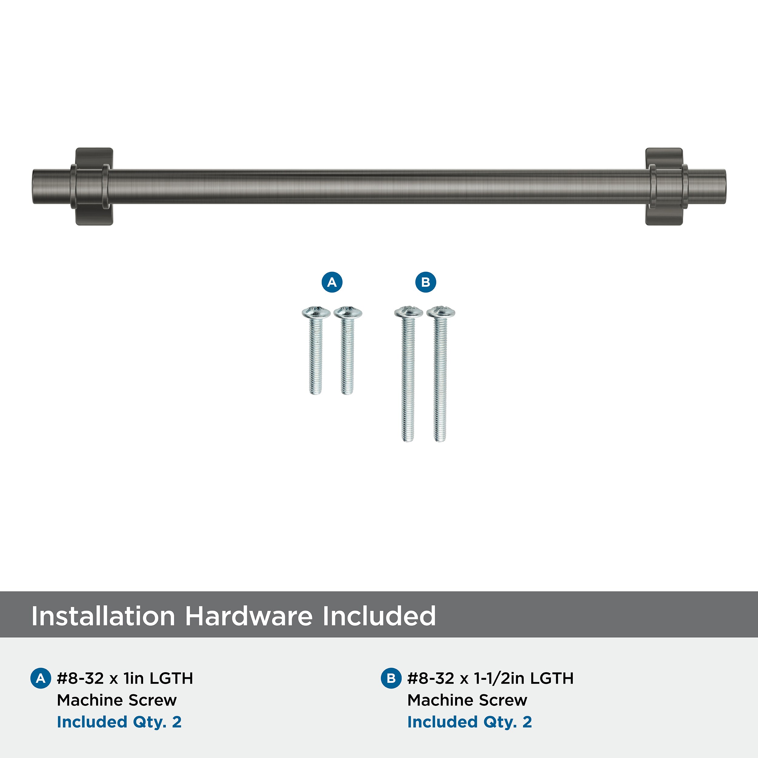 Gunmetal 7-9/16 inch Modern Industrial Cabinet Bar Pull