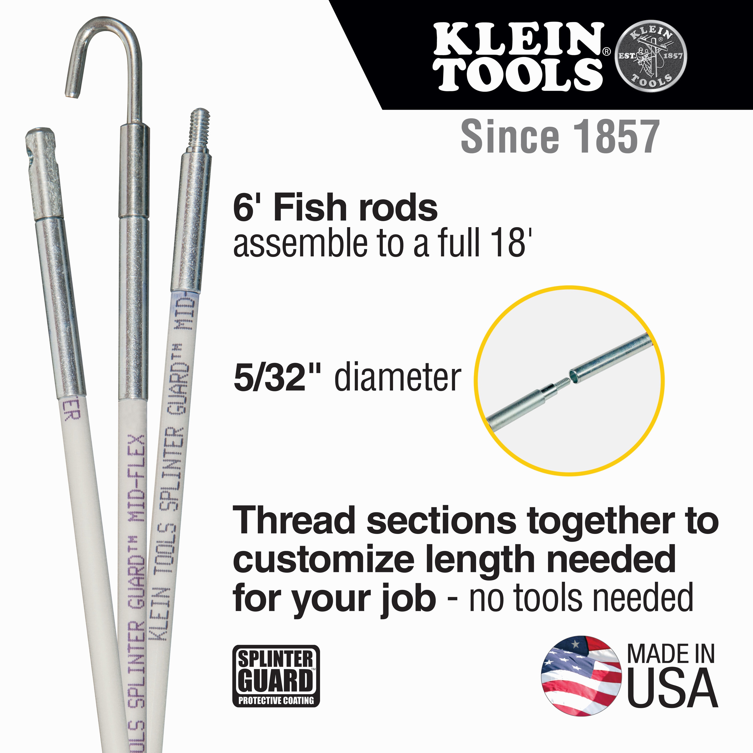 Klein Tools 25-ft Fiberglass Fish Poles in the Fish Tape & Poles