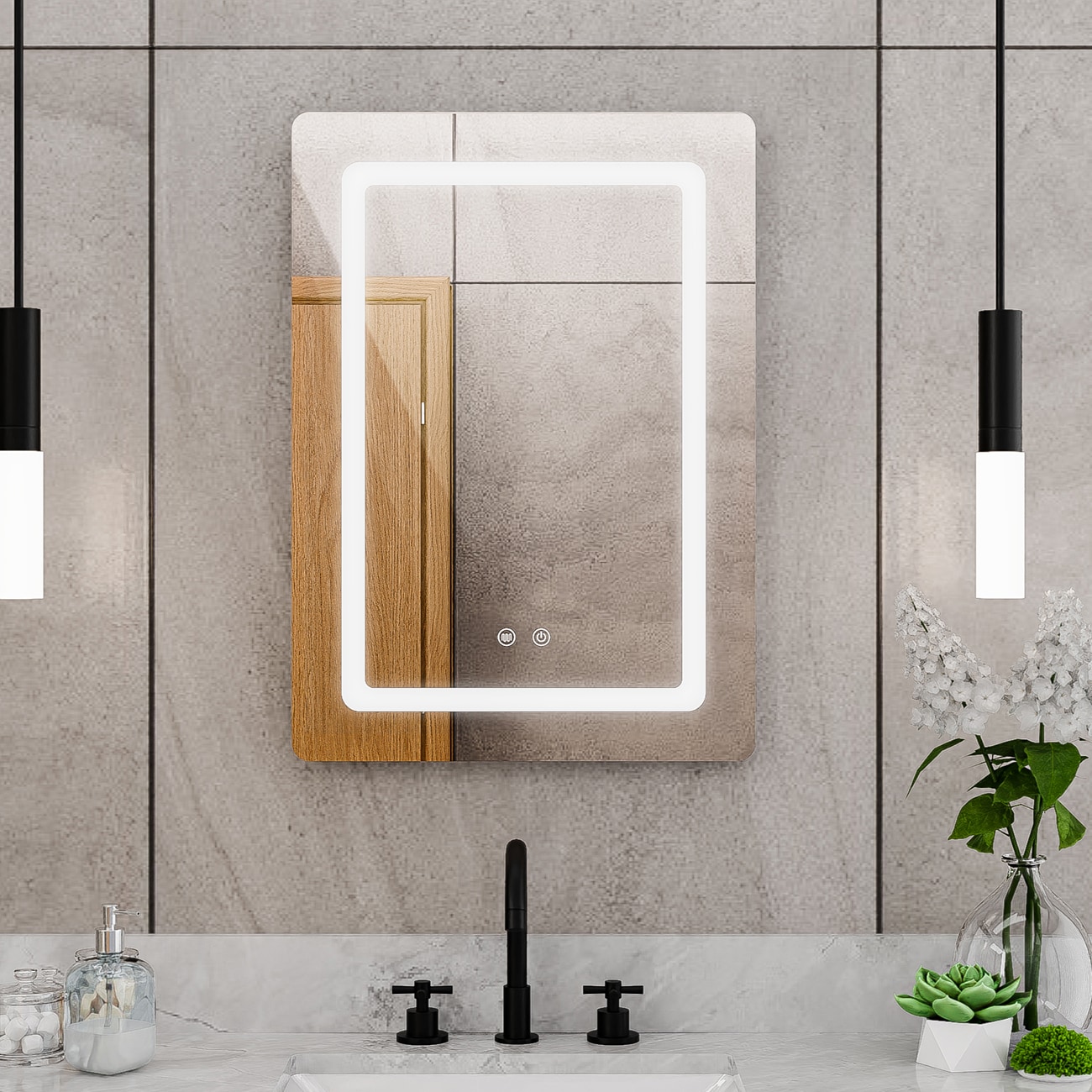 DreamLine LMBL2820R Brilliance 20-in x 28-in Framed Rectangle Dimmable LED Lighted Bathroom Vanity Mirror ( Mirror )