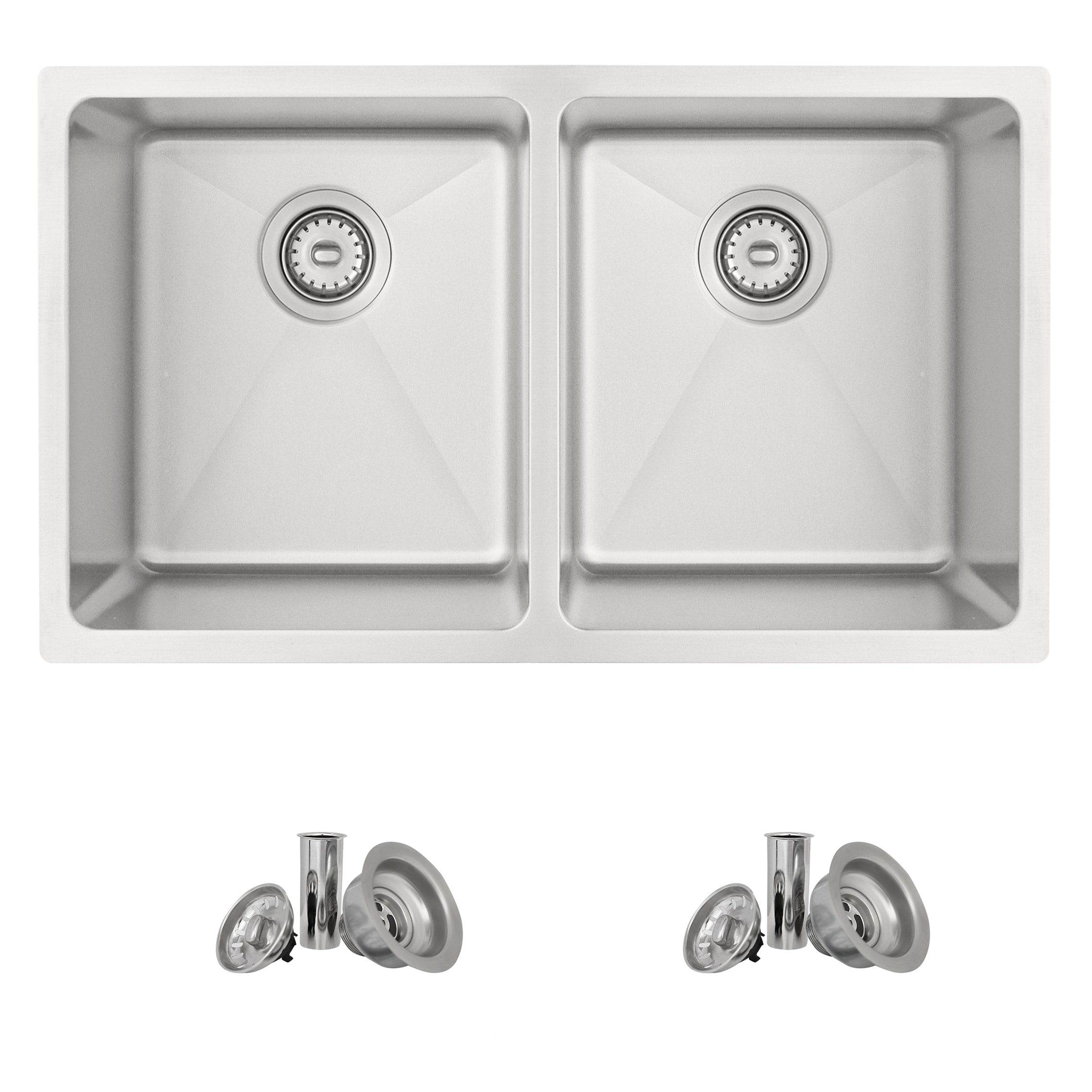 Stylish S-4011 Dual-mount 31-in x 18-in Stainless steel Double equal bowl 16 -Gauge Kitchen Sink