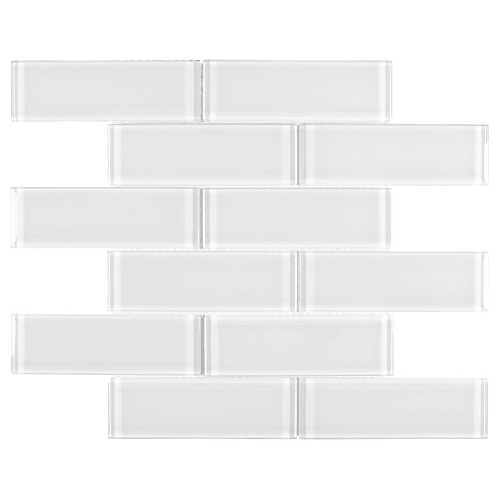 White 12-in x 12-in Glossy Glass Brick Subway Wall Tile (0.96-sq. ft/ Piece) | - Elida Ceramica LW0419106