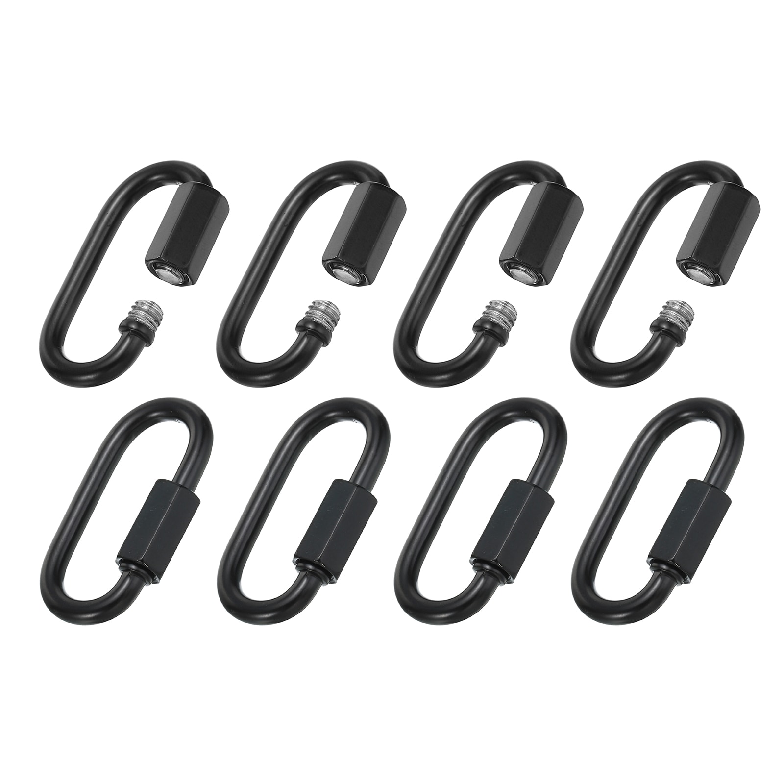 PATIKIL 4mm Chain Quick Links 8 Pack Chain Connector Screw Locking Clips Hook Oval D Ring for Chandelier Backpack Tent 304 Stainless Steel 507 Lbs Black