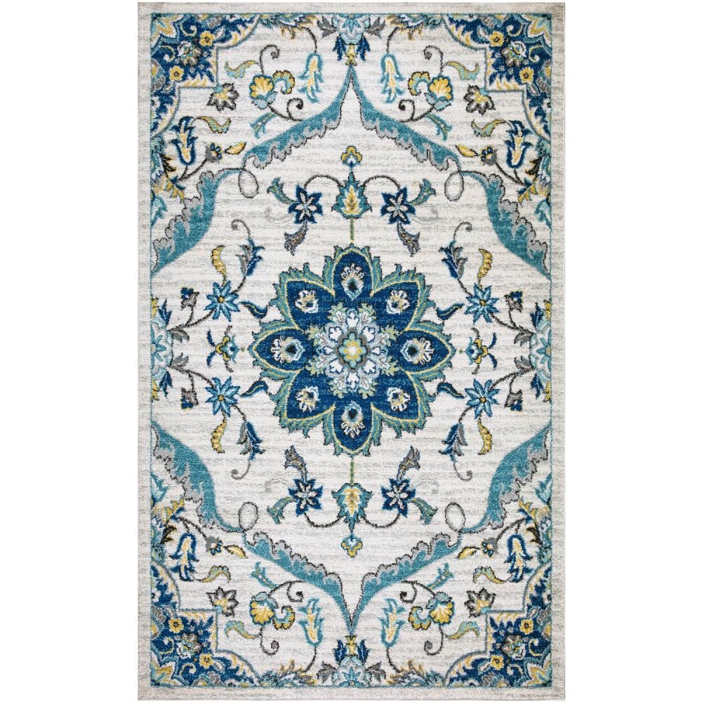 LNC QA22UZLWS6684G6 Elegant Botanical 6 x 9 Shag Blue Floral/Botanical Bohemian/Eclectic Area Rug