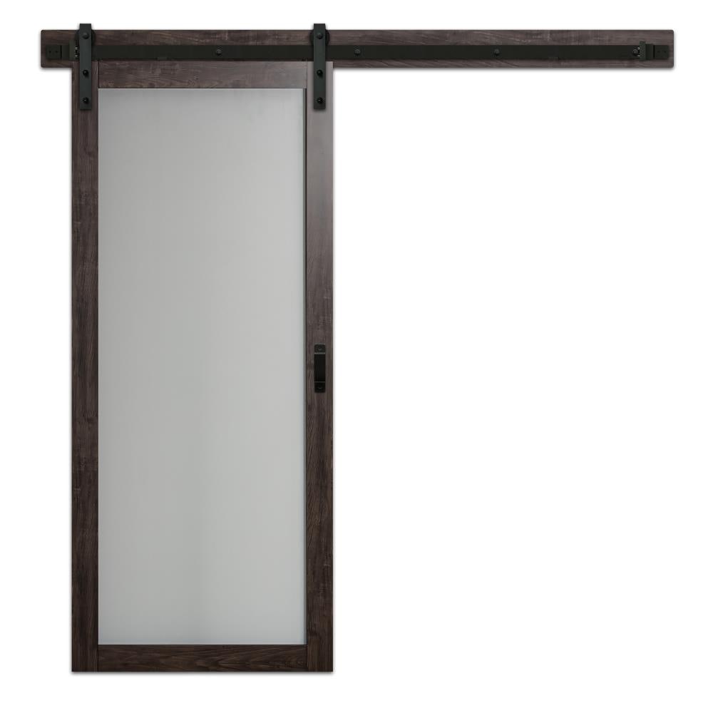 RELIABILT BD054W01IA1TGE36084 36-in x 84-in Iron Age Frosted glass MDF Solid core Single Barn Door (Hardware Included)
