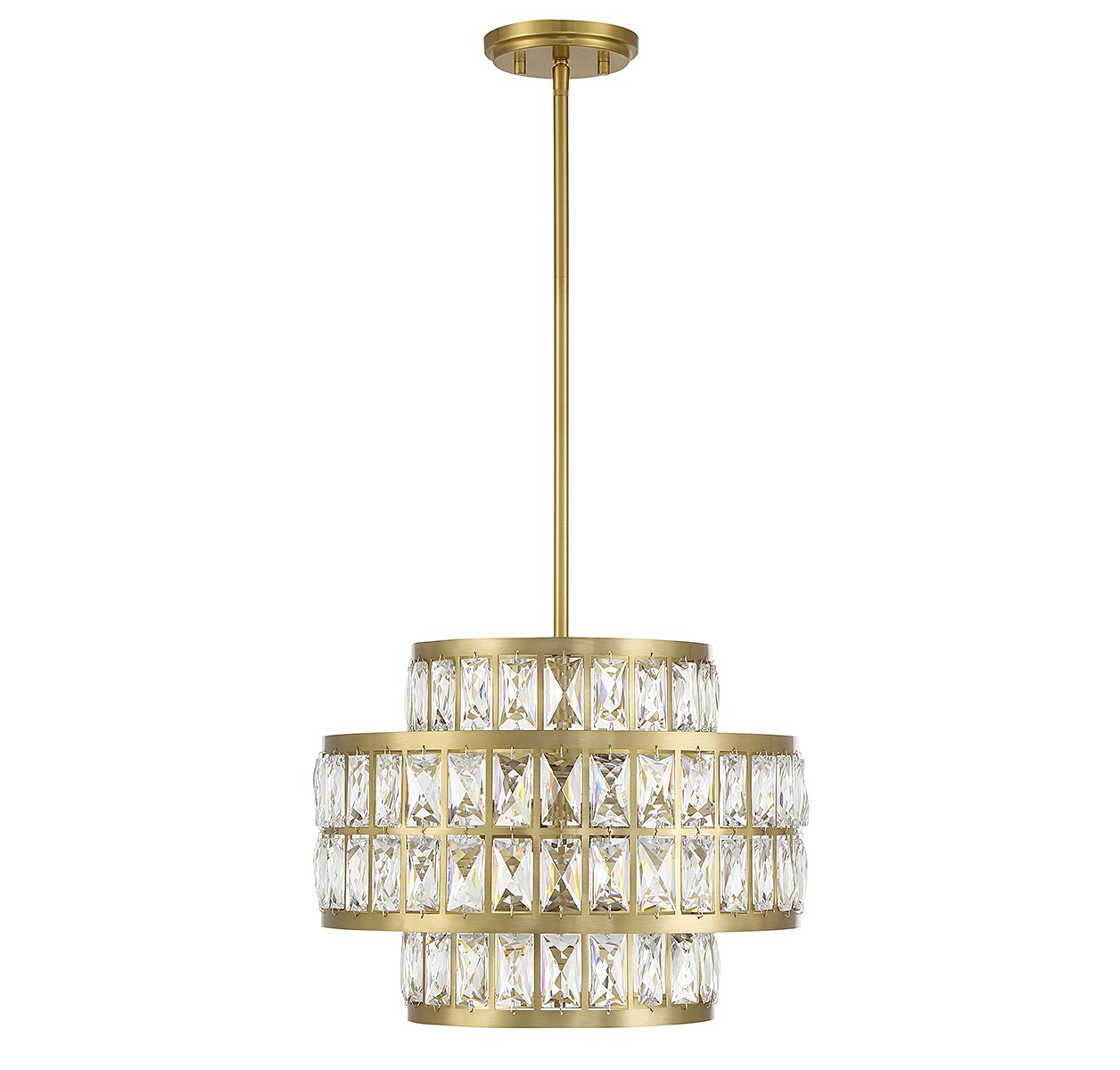 Renzo Warm Brass 3-Light Crystal Drum Pendant