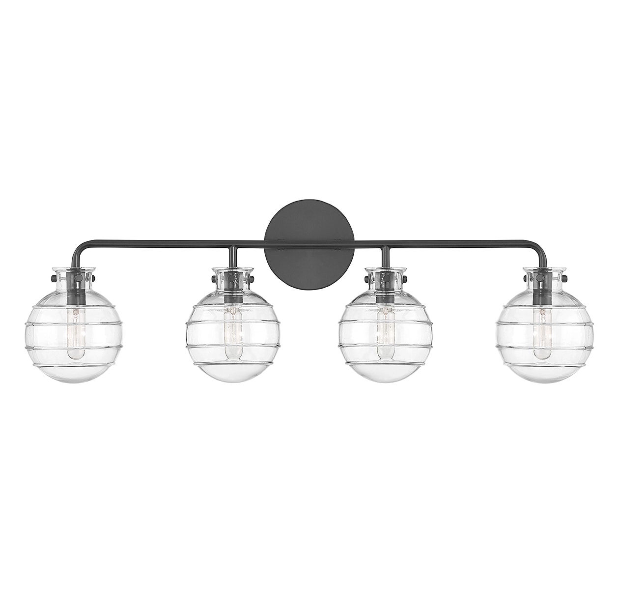 Matte Black Glass 4-Light Dimmable Bathroom Vanity Light