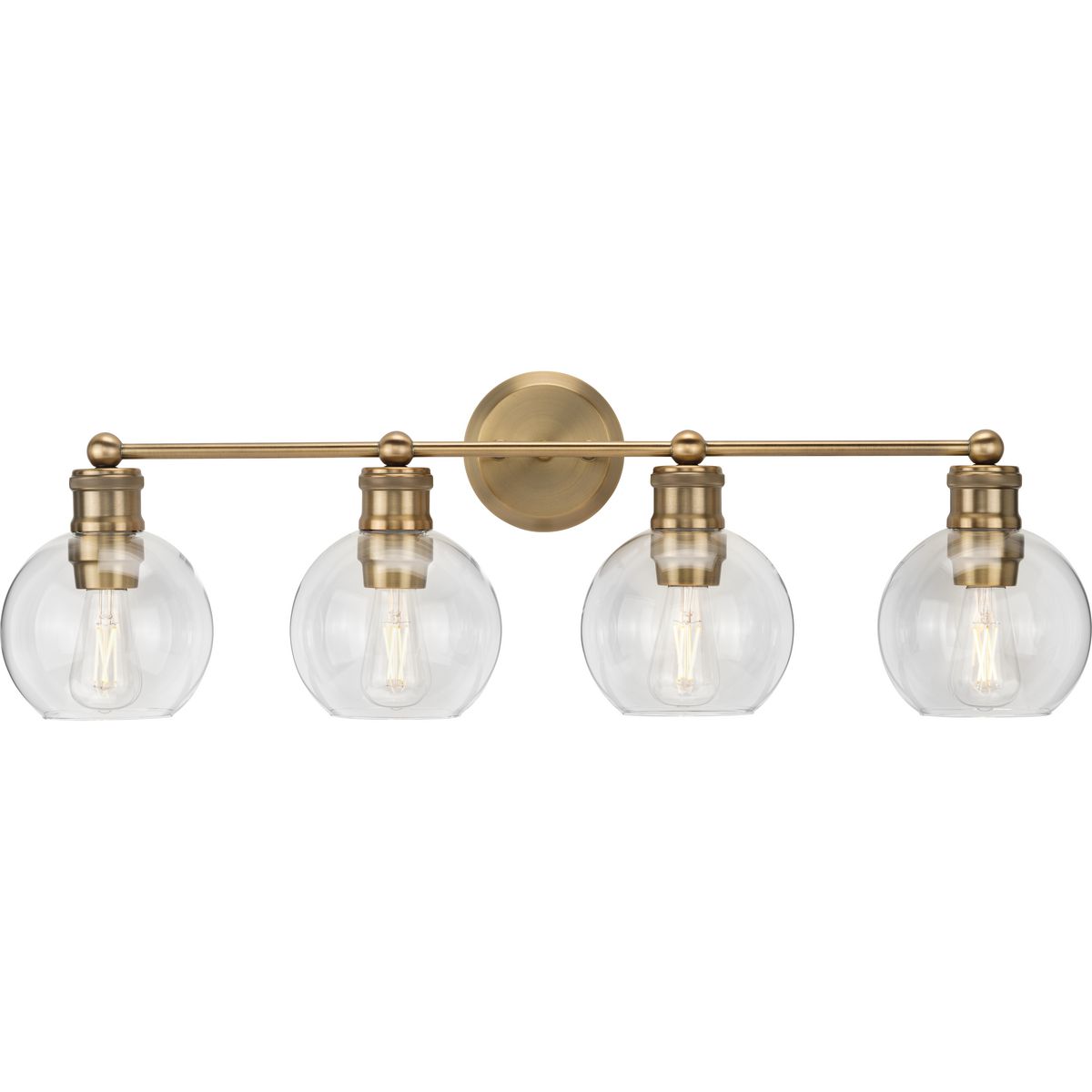 Progress Lighting Hansford 33.5-in 4-Light Vintage Brass Farmhouse ...