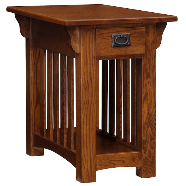 Medium Oak Wood Veneer End Table