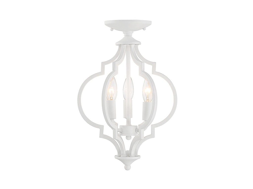 Meridian Lite Trends M60055BQW 3-Light Convertible Semi-Flush or Pendant in Bisque White 3 -Light 11-in White Semi Flush Mount Light