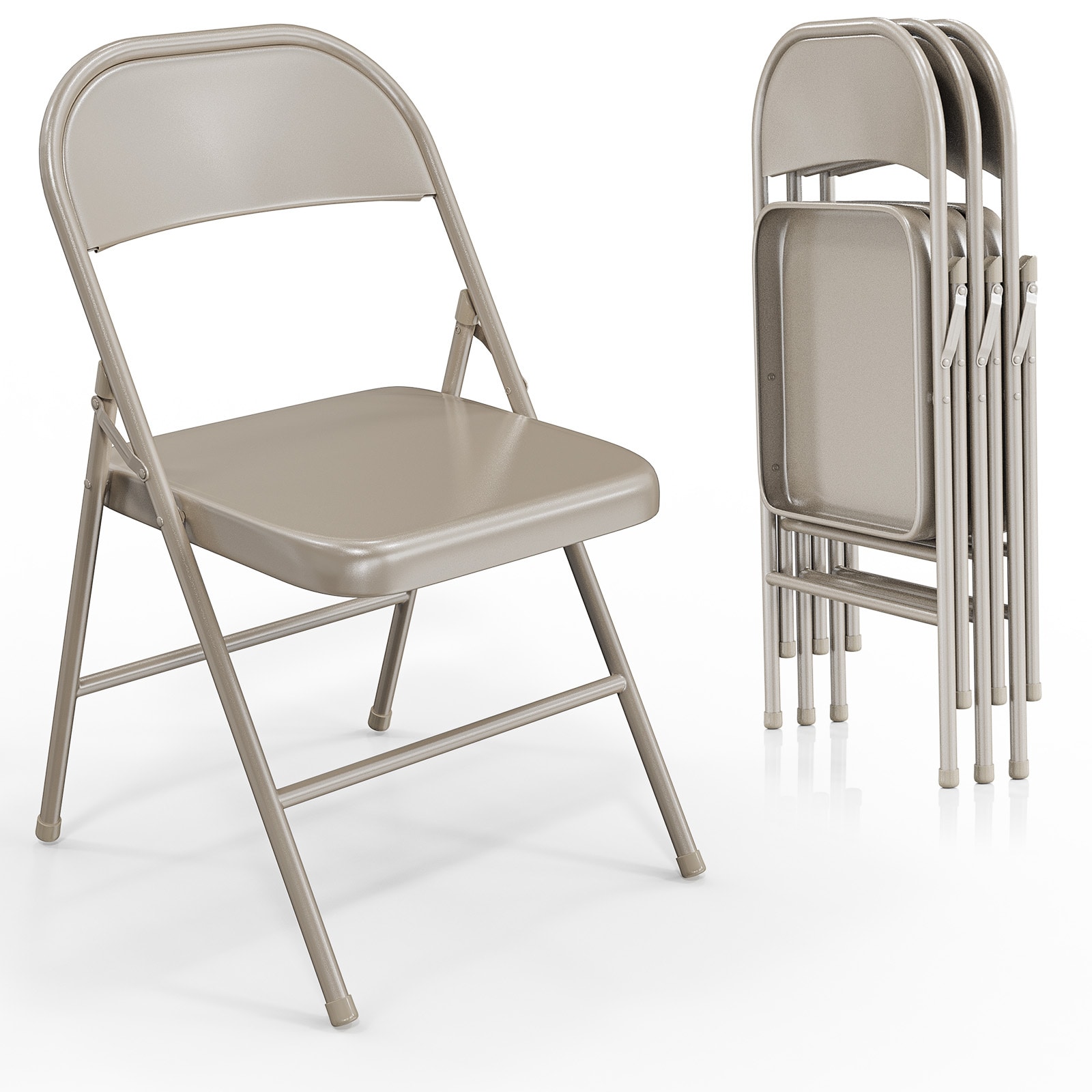 Winado LO1G56000680 4 -Pack Khaki Residential Standard Folding Chair with Solid Seat ( Indoor or outdoor )