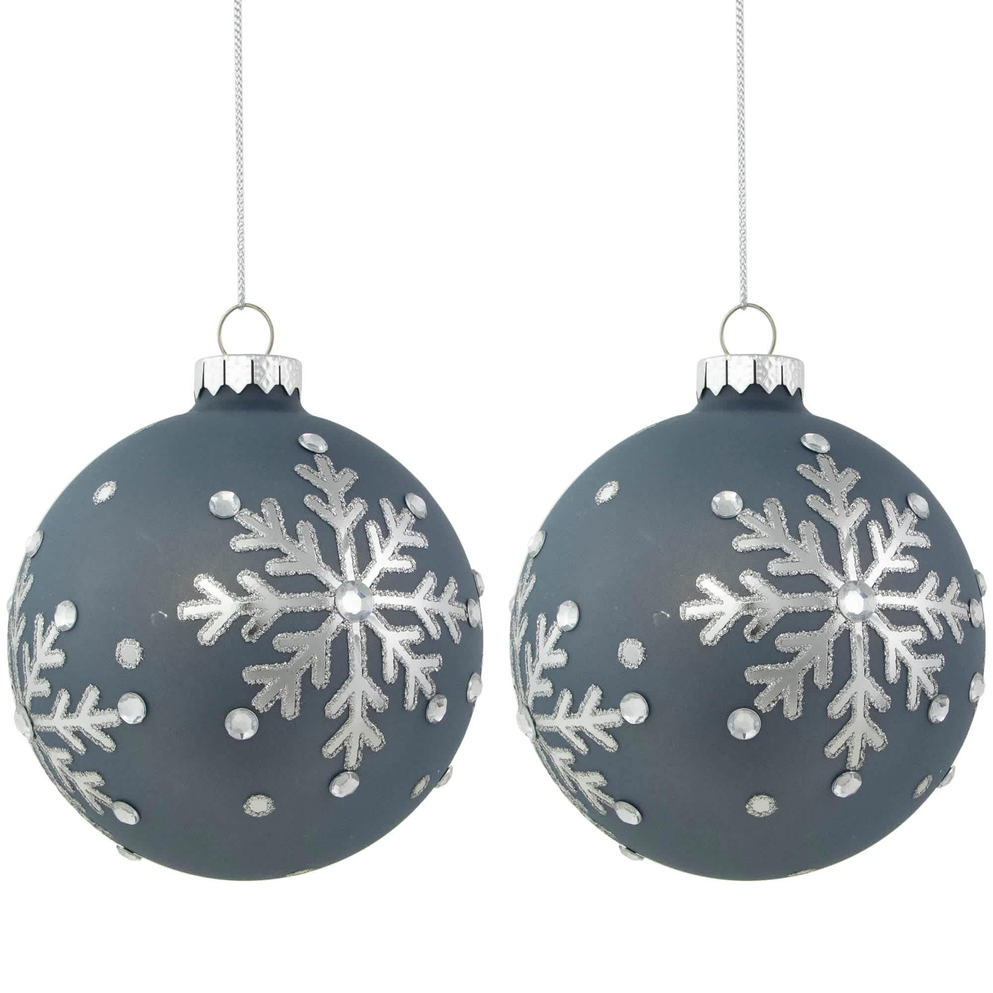 Northlight Glitter Mirrored Snowflakes Christmas Glass Ball Ornaments ...