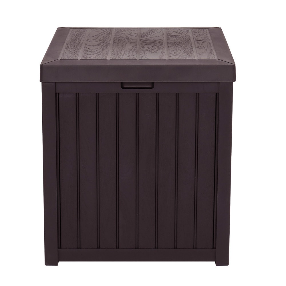 Brown HDPE Plastic Lockable Wicker Deck Box with 113 Gallon Storage