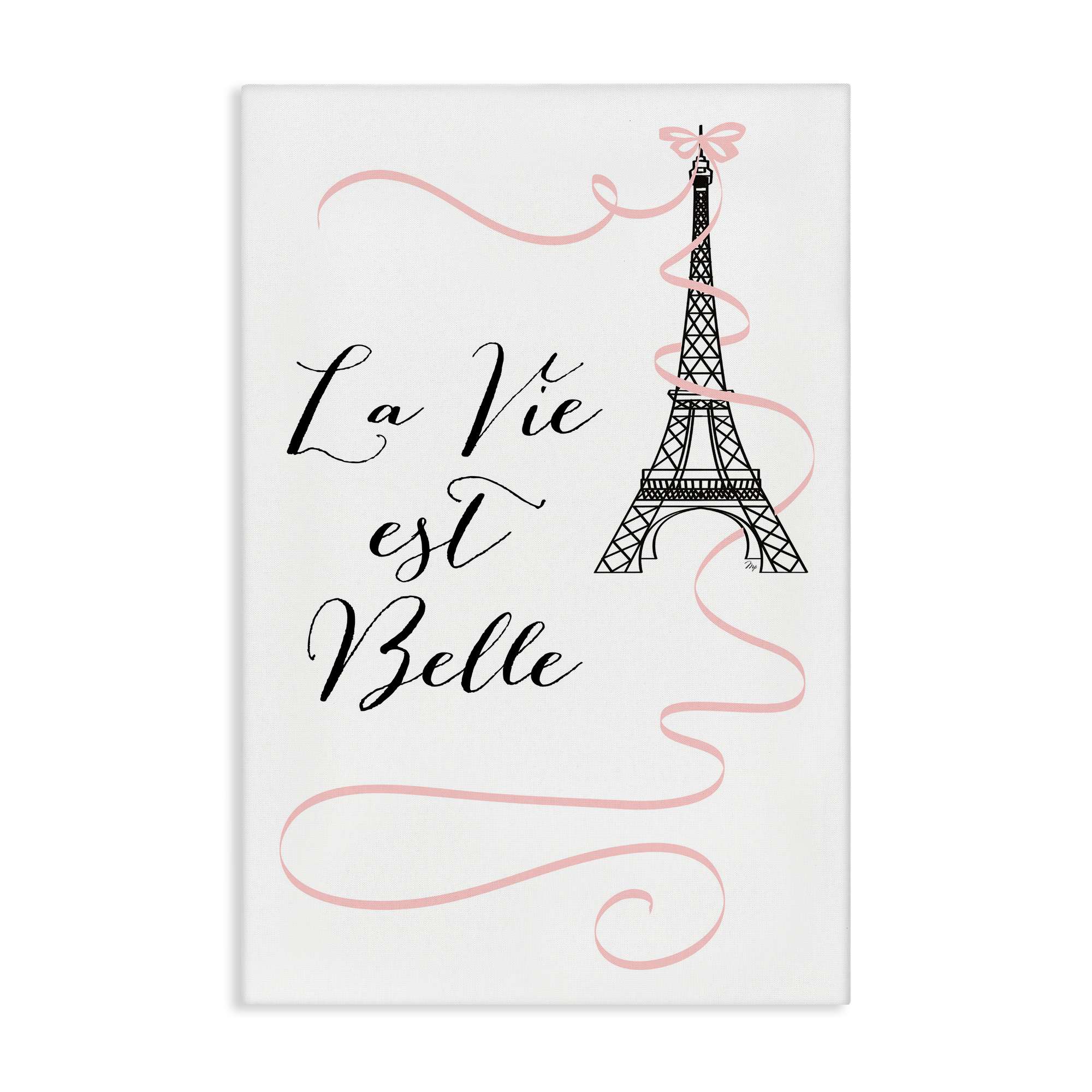 Stupell Industries BT-235-CN-16X24 Life Is Beautiful French Phrase Canvas Wall Art By Martina Pavlova 16 x 24