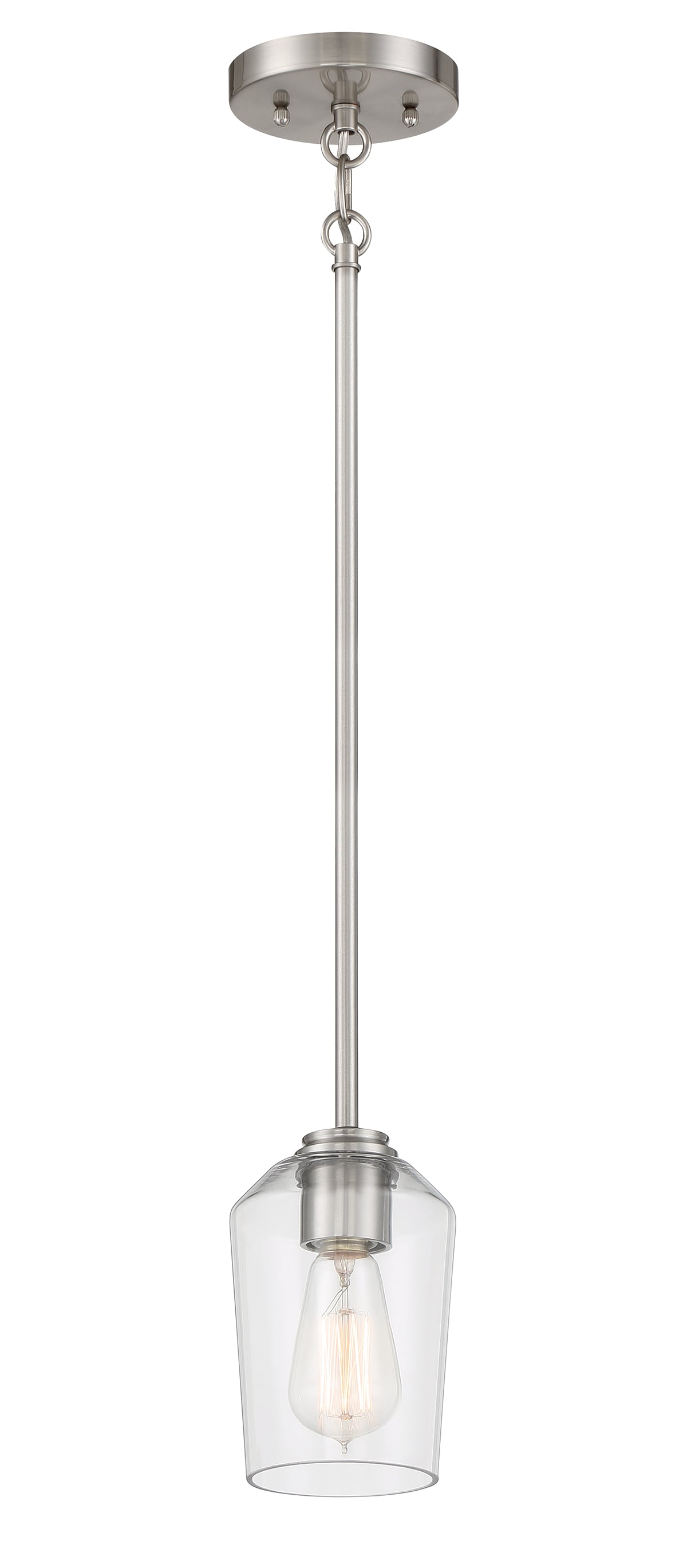 Shayna Clear Glass Mini Pendant Light with Polished Nickel Finish