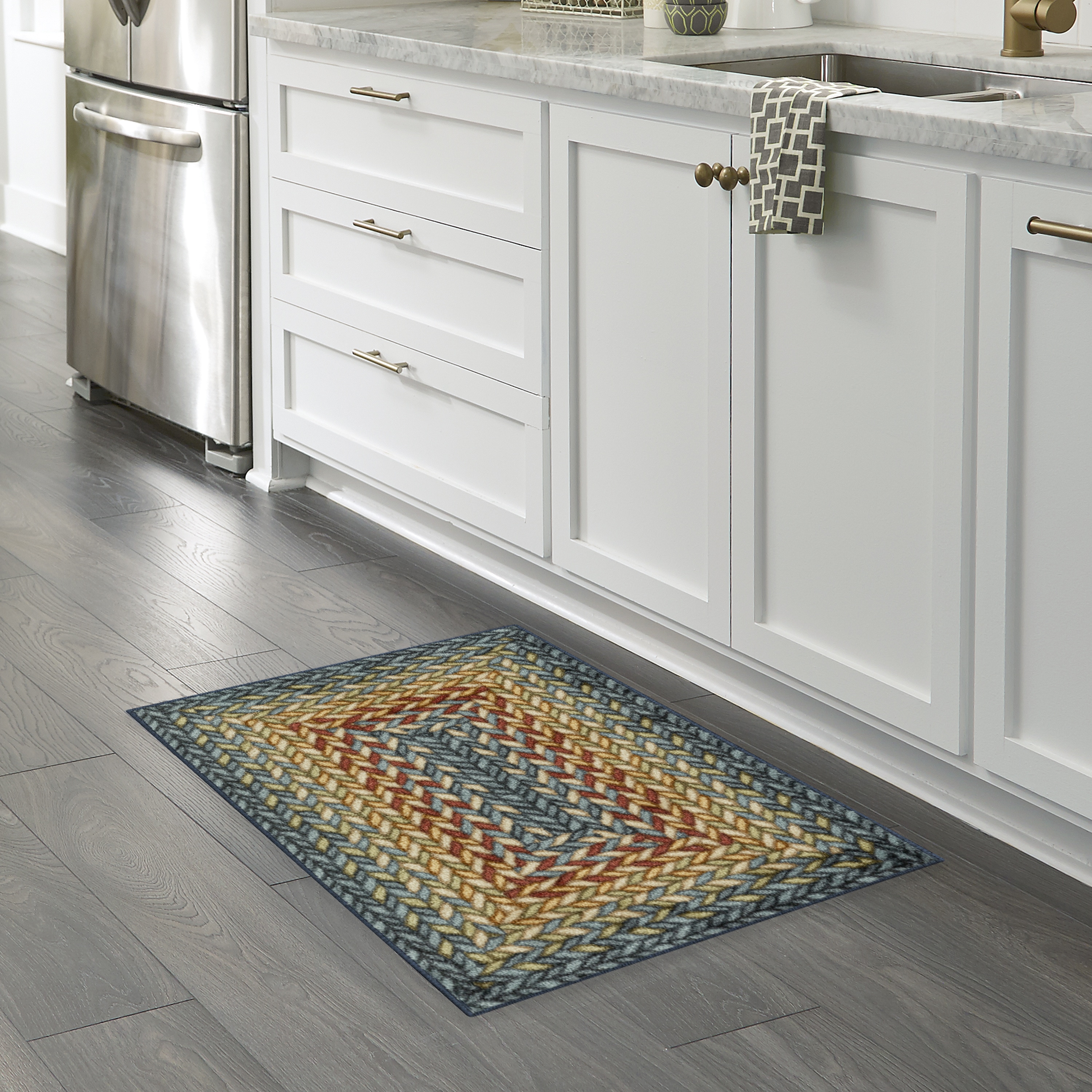 Maples Rugs B5409306 2 x 34 (ft) Tufted Polyester Blue Rectangular Indoor Machine washable Throw rug