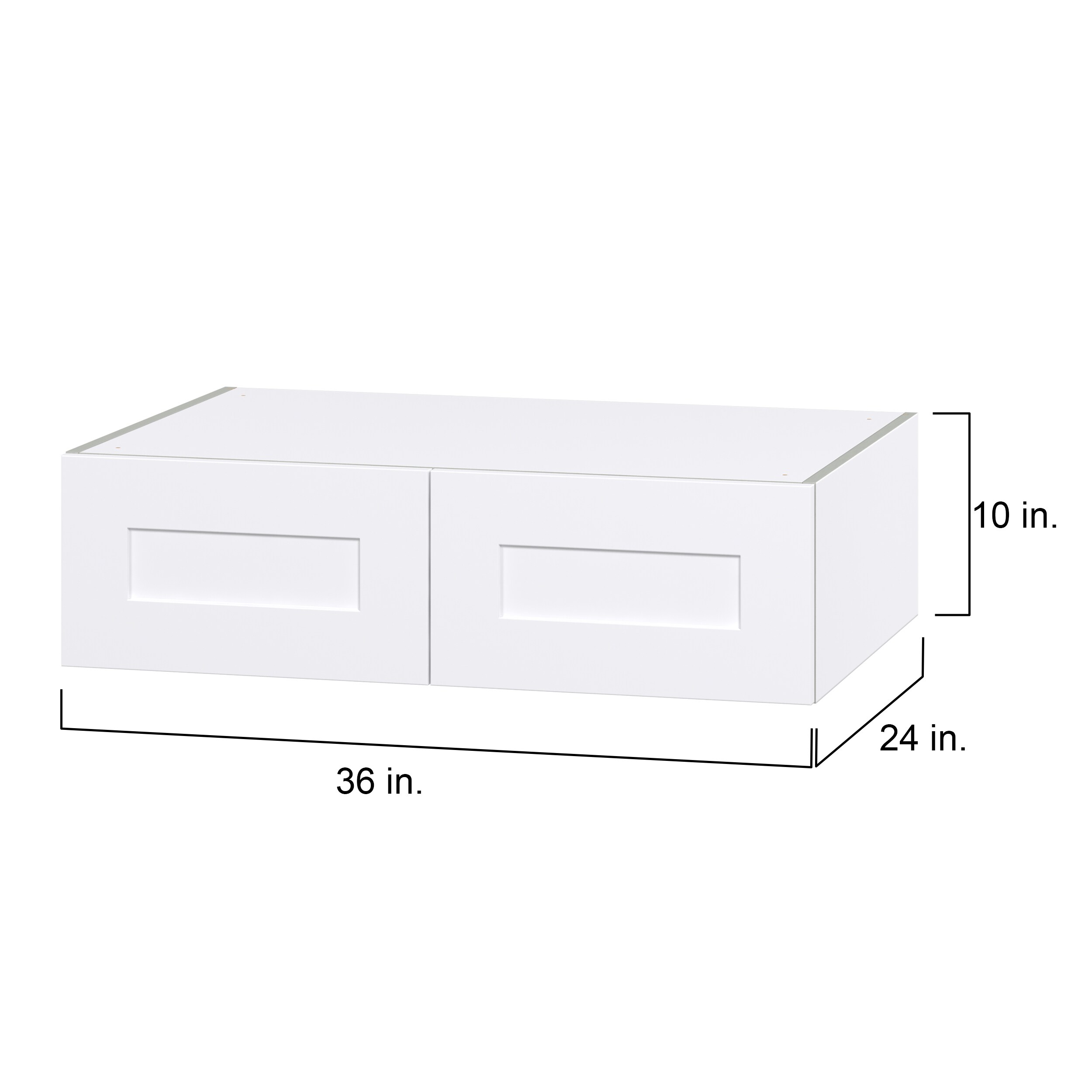 Hugo&Borg Jolie 36-in W x 10-in H x 24-in D Warm White Wall Fully Assembled Cabinet (Flat Panel Shaker Door Style)