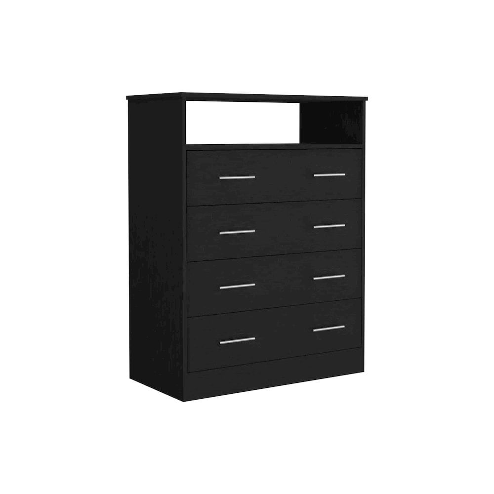 TUHOME Peru Four Drawer Dresser Black MDF