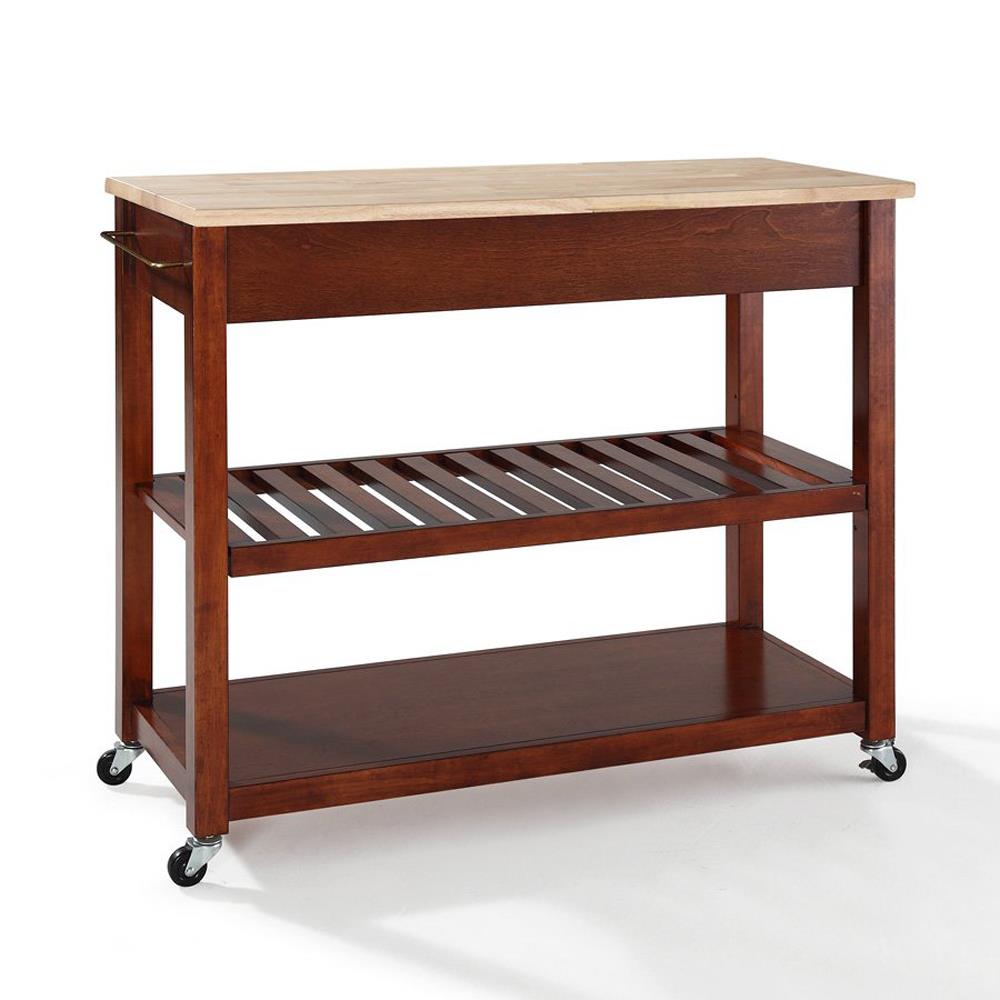 Crosley Furniture Brown Composite Base with Wood Top Kitchen Cart (18 ...