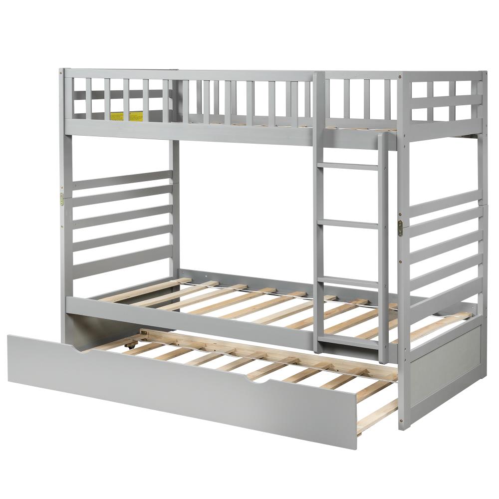Boyel Living Gray Kid Twin Bunk Bed, Wooden Bunk Bed Safety Rails
