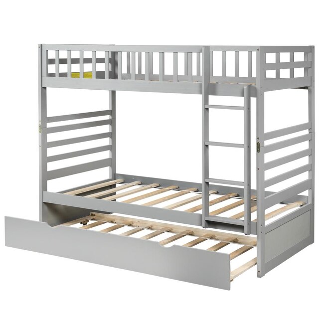 Boyel Living Gray Kid Twin Bunk Bed, Twin Bunk Bed With Trundle Plans Uk