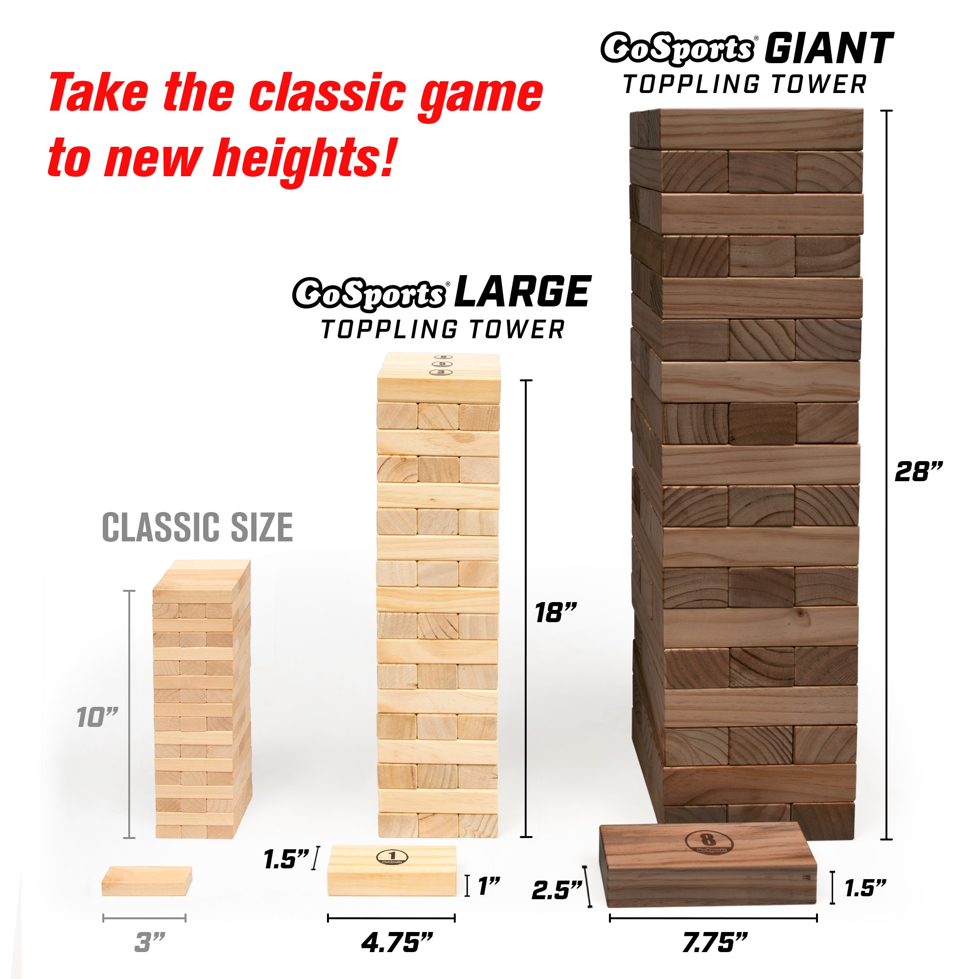  WOOD CITY Giant Tumbling Timber Tower Game (Stacking from 2 to  4 Feet), Classic Jumbo Outdoor Game for Adults Kids Family, 54 Pieces  Premium Pine Wood Blocks Toy : Toys & Games