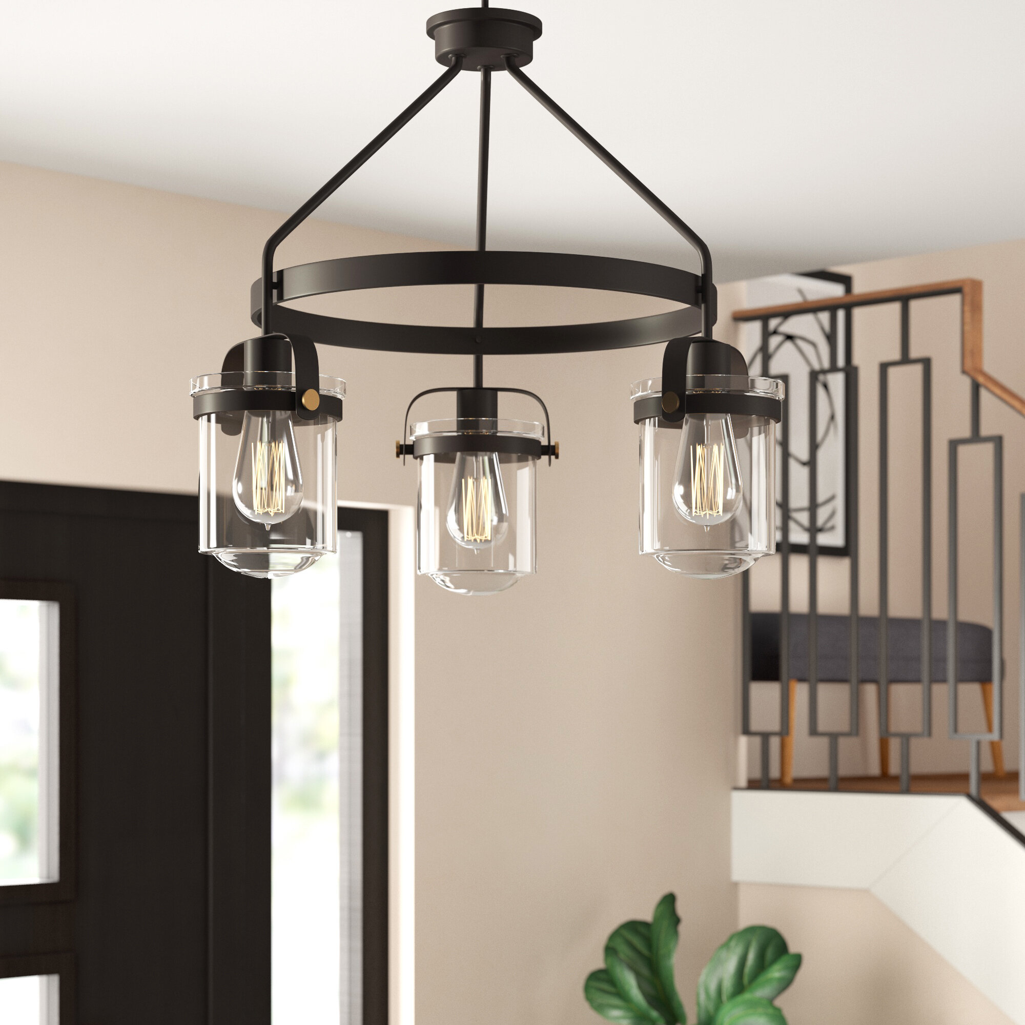Jaxon Elegant Bronze 3-Light Chandelier with Graceful Lines