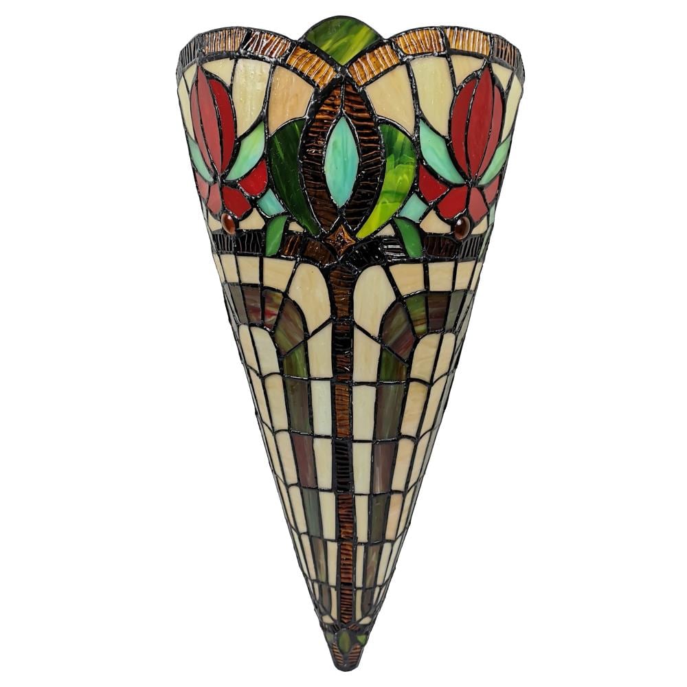 Amora Lighting Tiffany Stained Glass 2-Light Vintage Wall Lamp 20-in ...