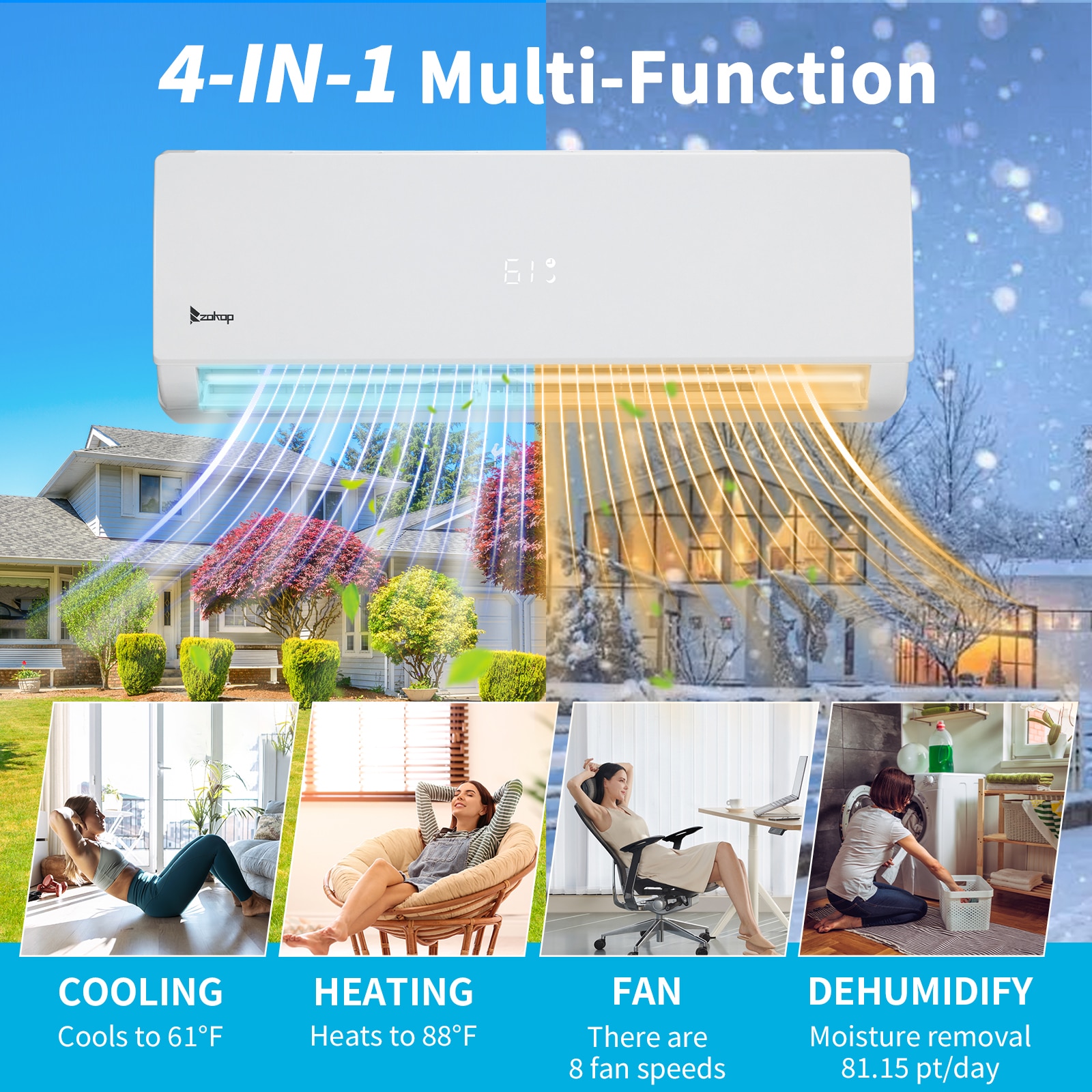 Winado Air Conditioners 2 zone 20000-BTU Ductless Mini Split Air Conditioner Heat Pump Included with 230-Volt Sansujyuku sansujyuku.com