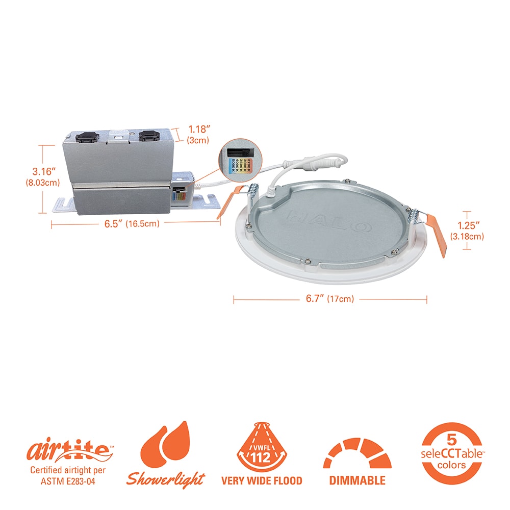 Halo 6-in LED Remodel or New Construction White Airtight Ic Shower Canless  Recessed Light Kit in the Recessed Light Kits department at