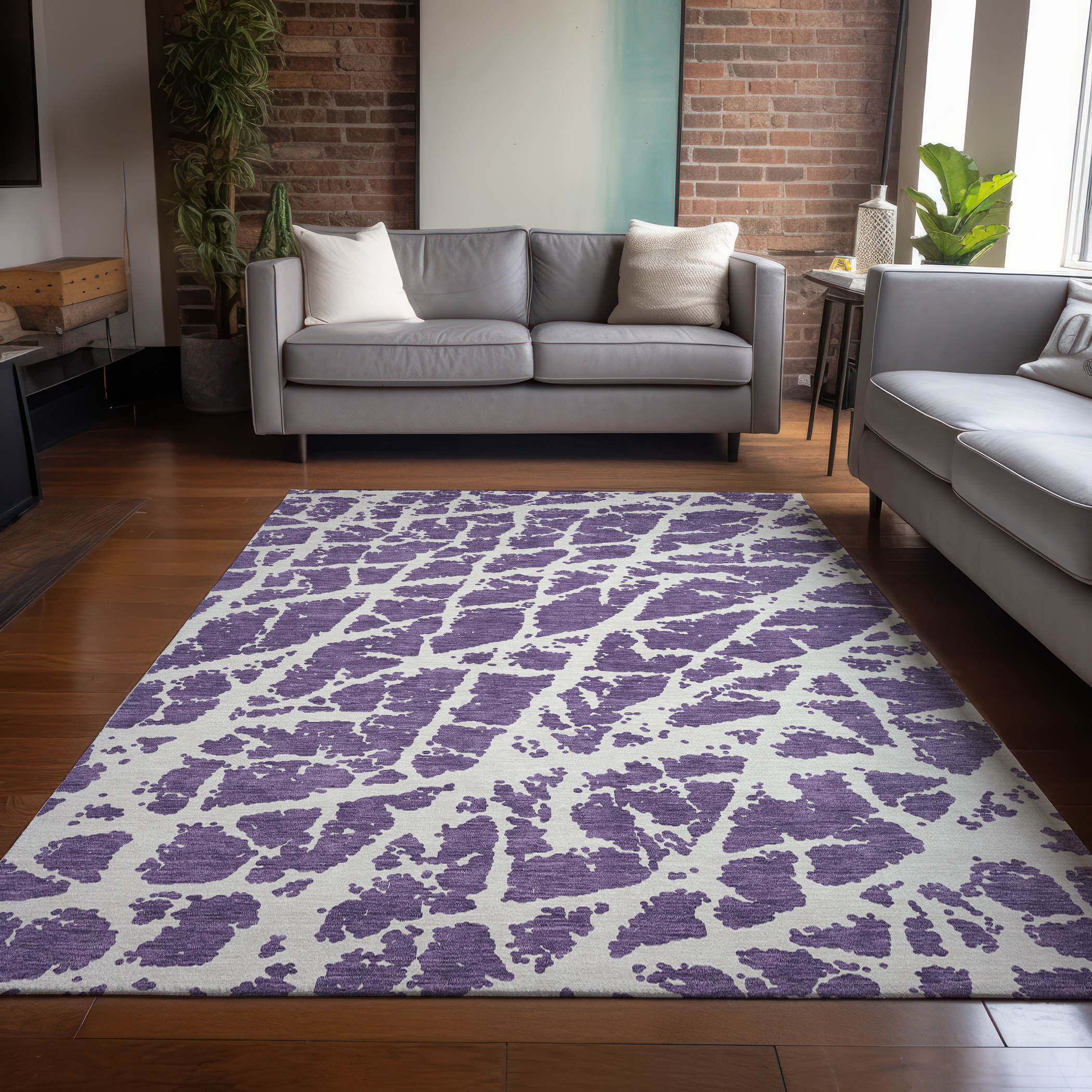 Addison Rugs ACN501PP3X5 Chantille ACN501PP 3 x 5 (ft) Polyester Purple Rectangular Indoor/Outdoor Abstract Machine washable Area rug