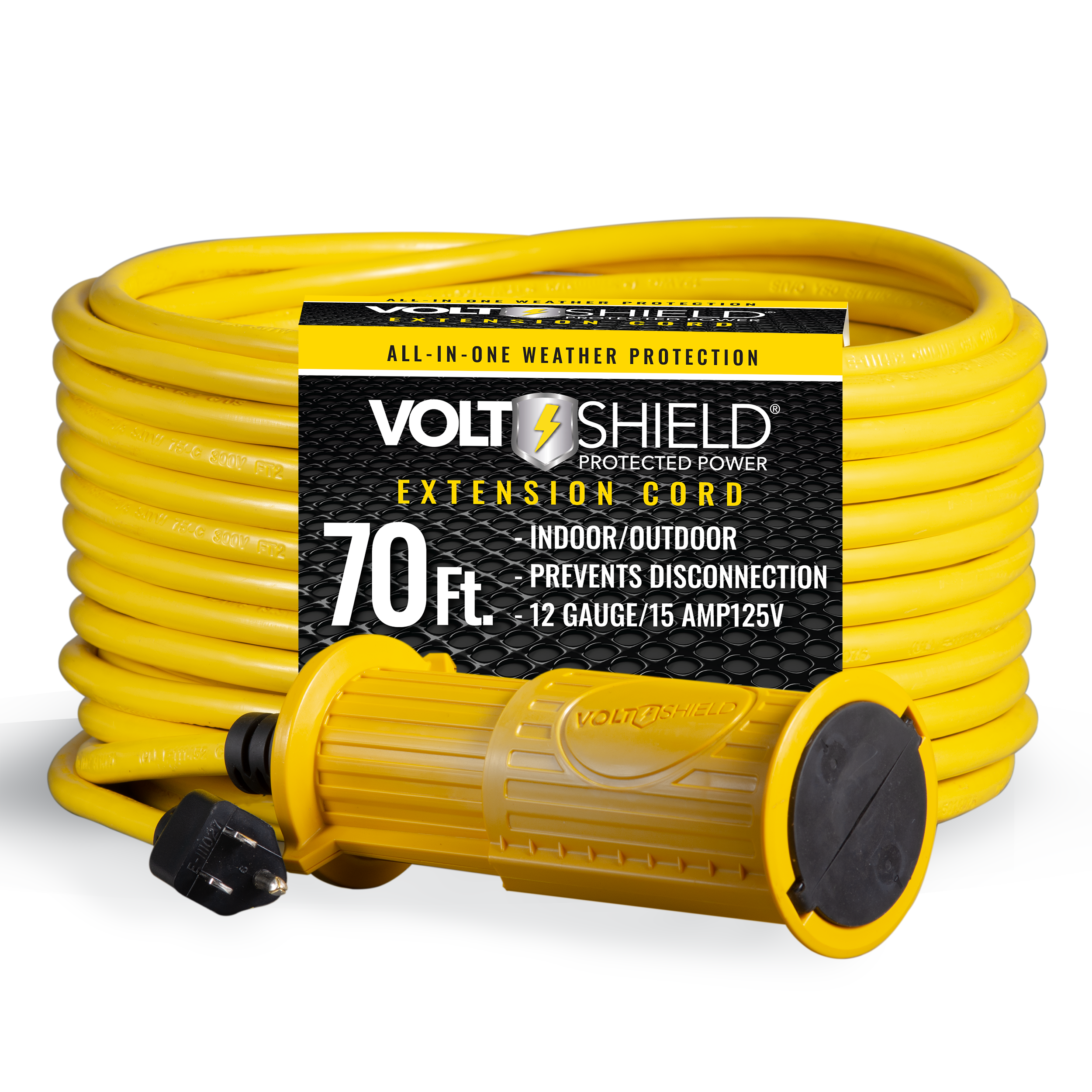 Miracle Brands -Volt hield 70-ft 12/2 3-Prong Indoor/Outdoor Sjtw Heavy Duty  Locking Extension Cord in the Extension Cords department at