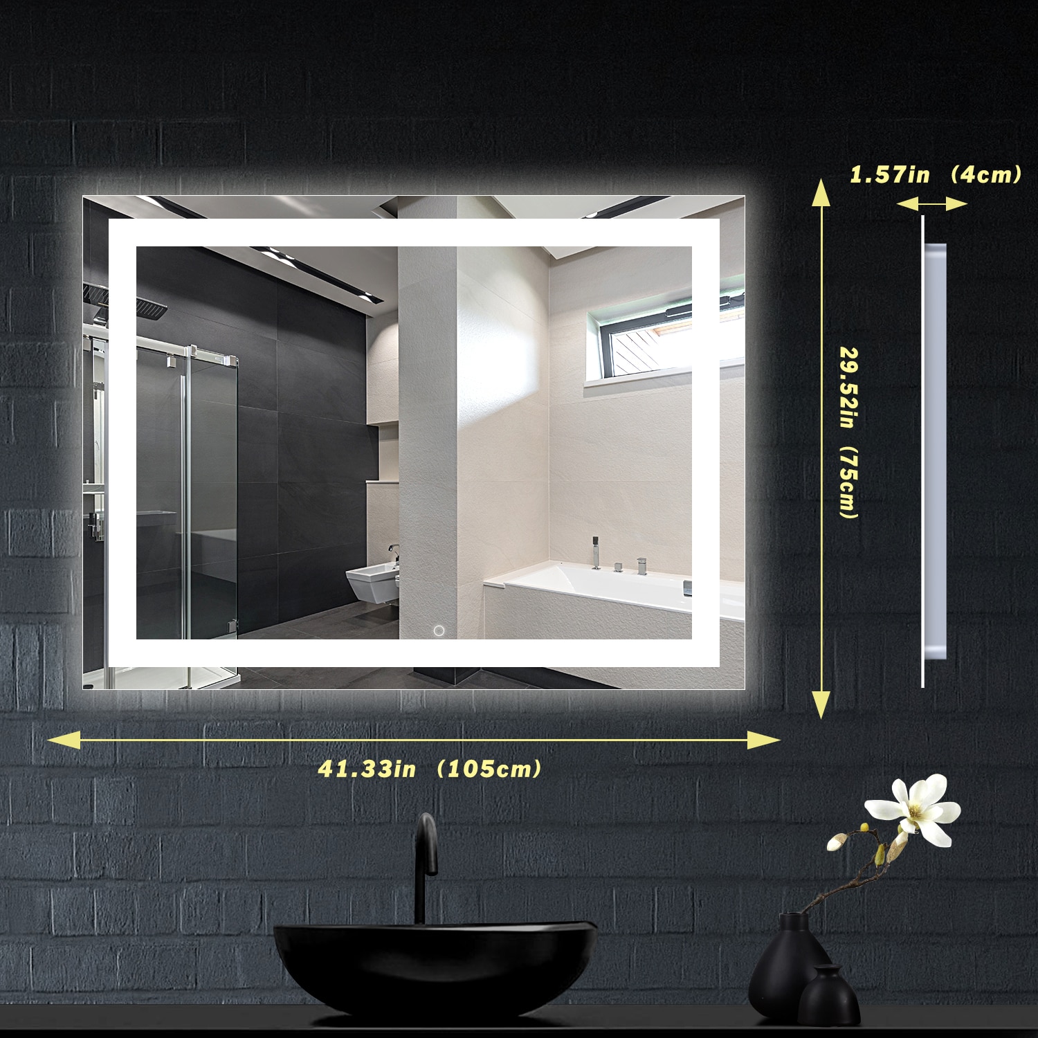 HomLux HOMLUX LED Bathroom Mirror 42-in x 30-in Frameless Dimmable ...