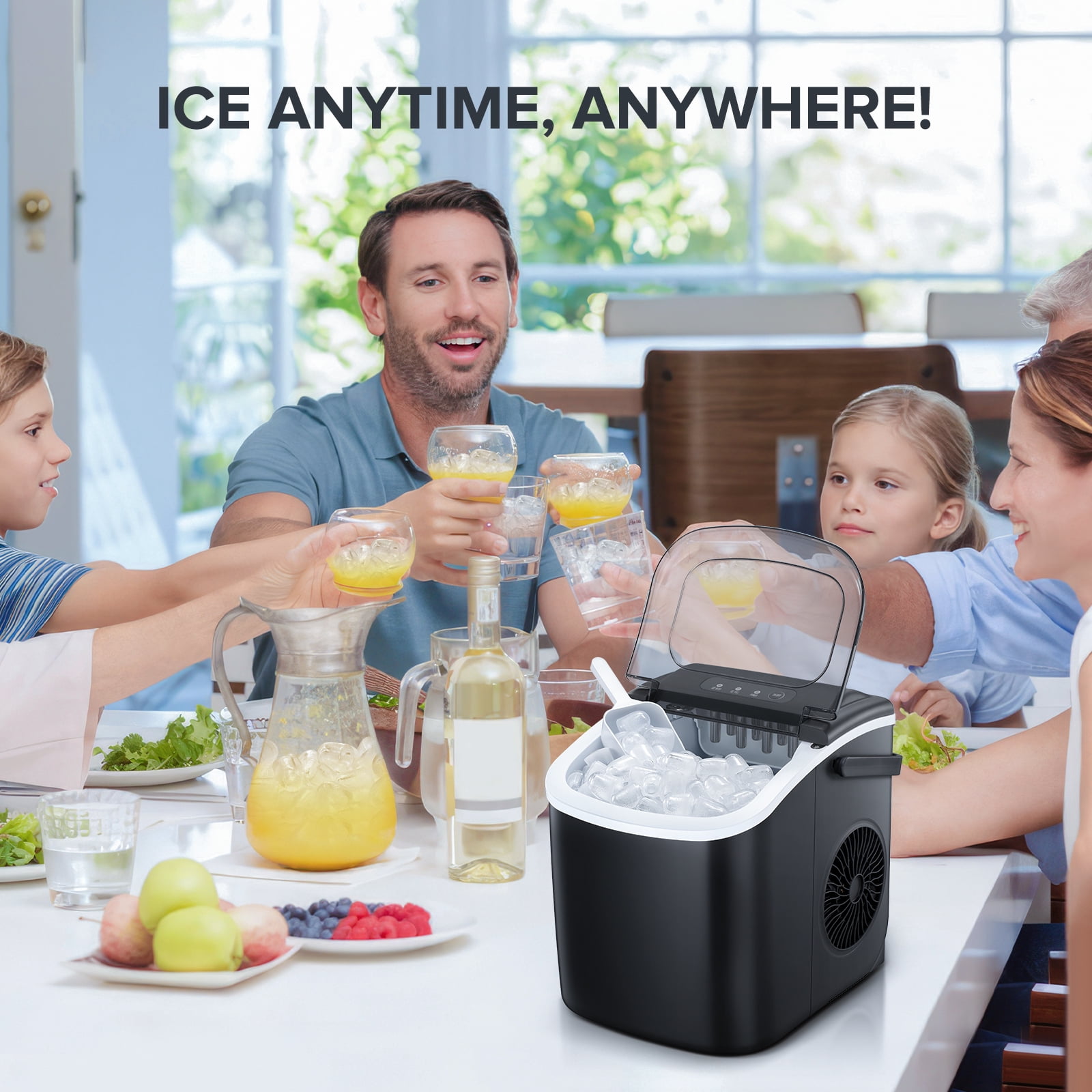 COWSAR 26-lb Countertop or Portable Bullet Ice Maker (Black) in the Ice ...