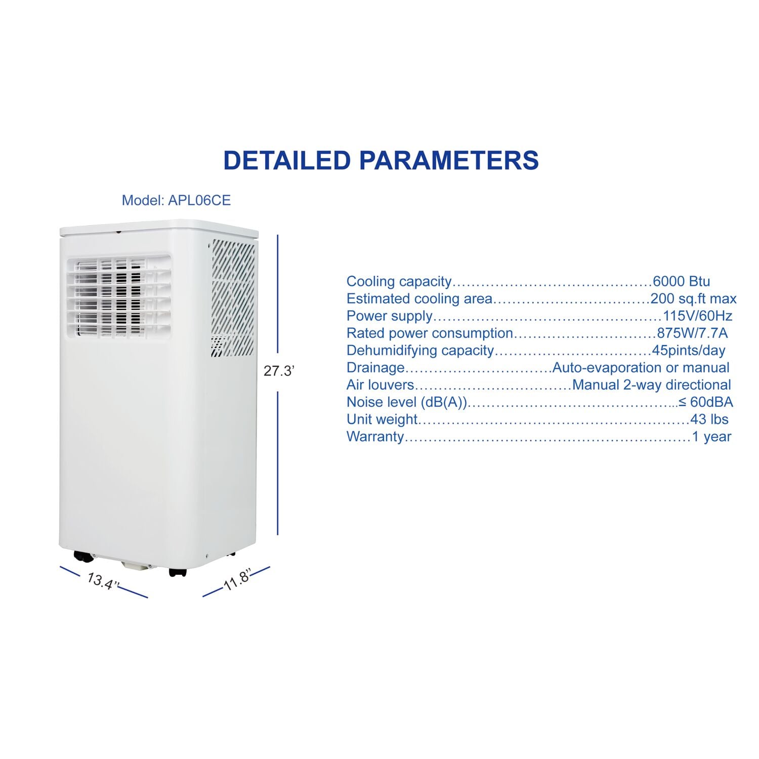 AireMax 6,000-BTU SACC (115-Volt) White Vented Portable Air Conditioner with Remote Cools 200-sq ft APL06CE Sansujyuku sansujyuku.com