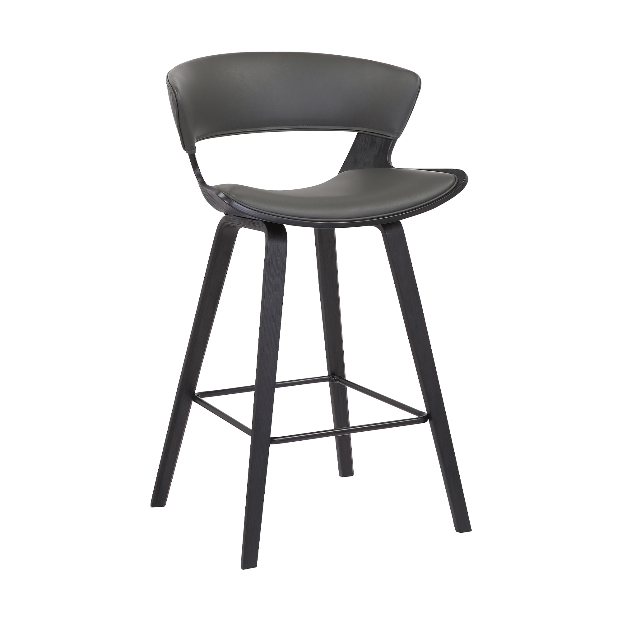 Armen Living LCJGBABLGR26 Jagger Gray/black 27.0-in H Counter height Square seat Upholstered Wood Bar Stool with Arms and Back