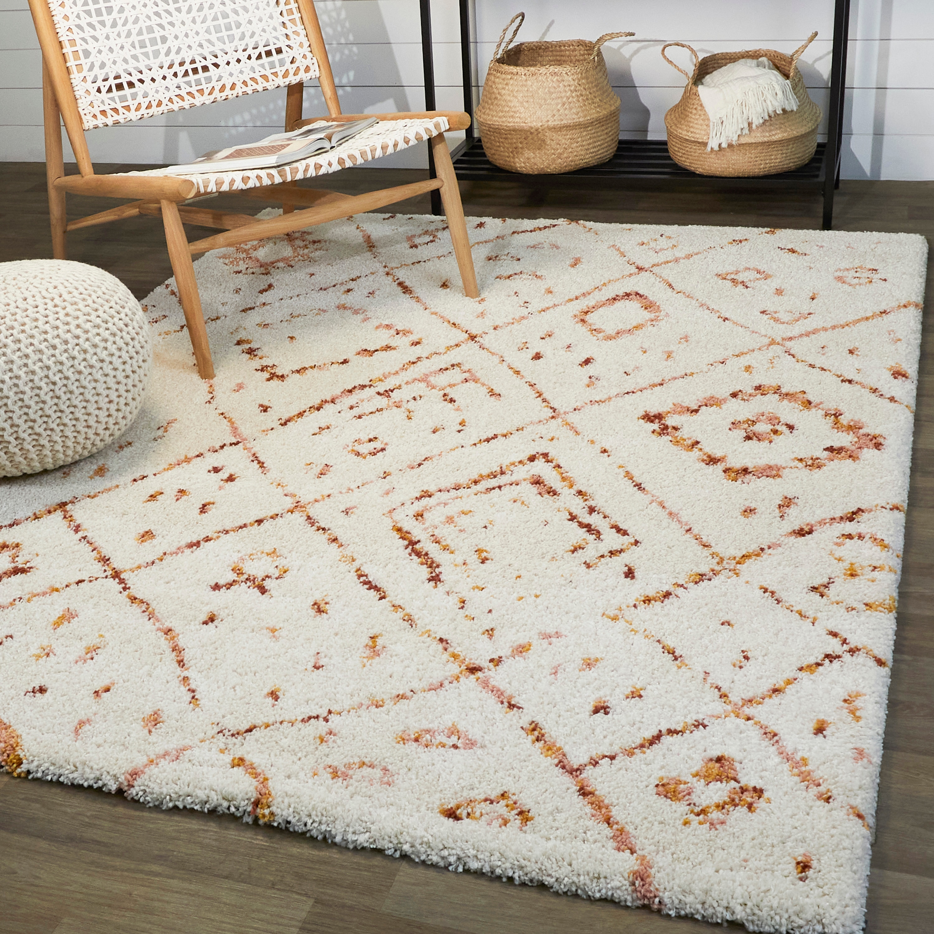 Balta 3098677 Simeon 8 x 10 (ft) Loomed Polypropylene Orange Rectangular Indoor Geometric Area rug