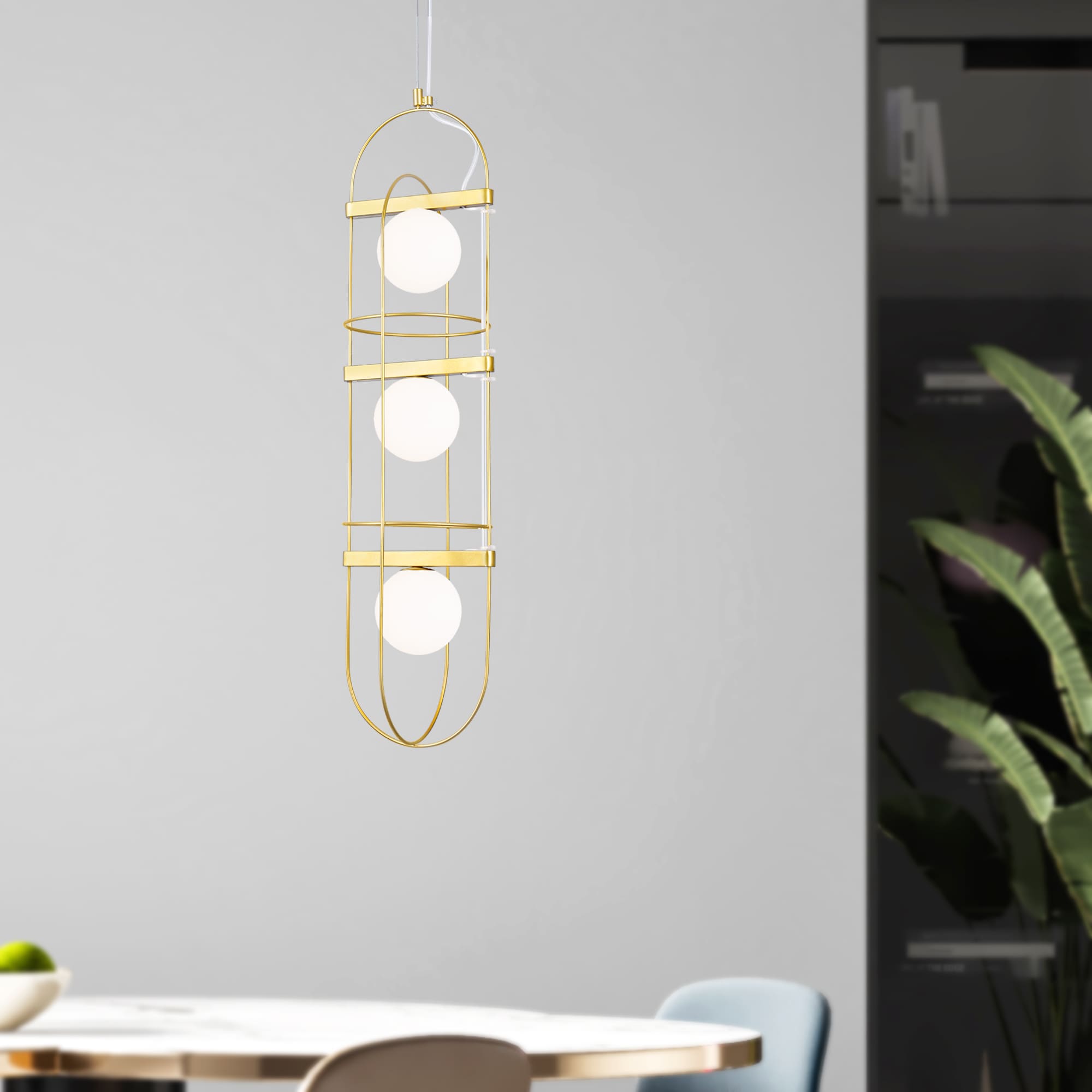 CWI Lighting 1209P7-3-169 7 3 -Light Medallion Gold Modern/contemporary Frosted glass Geometric Mini Hanging Pendant light