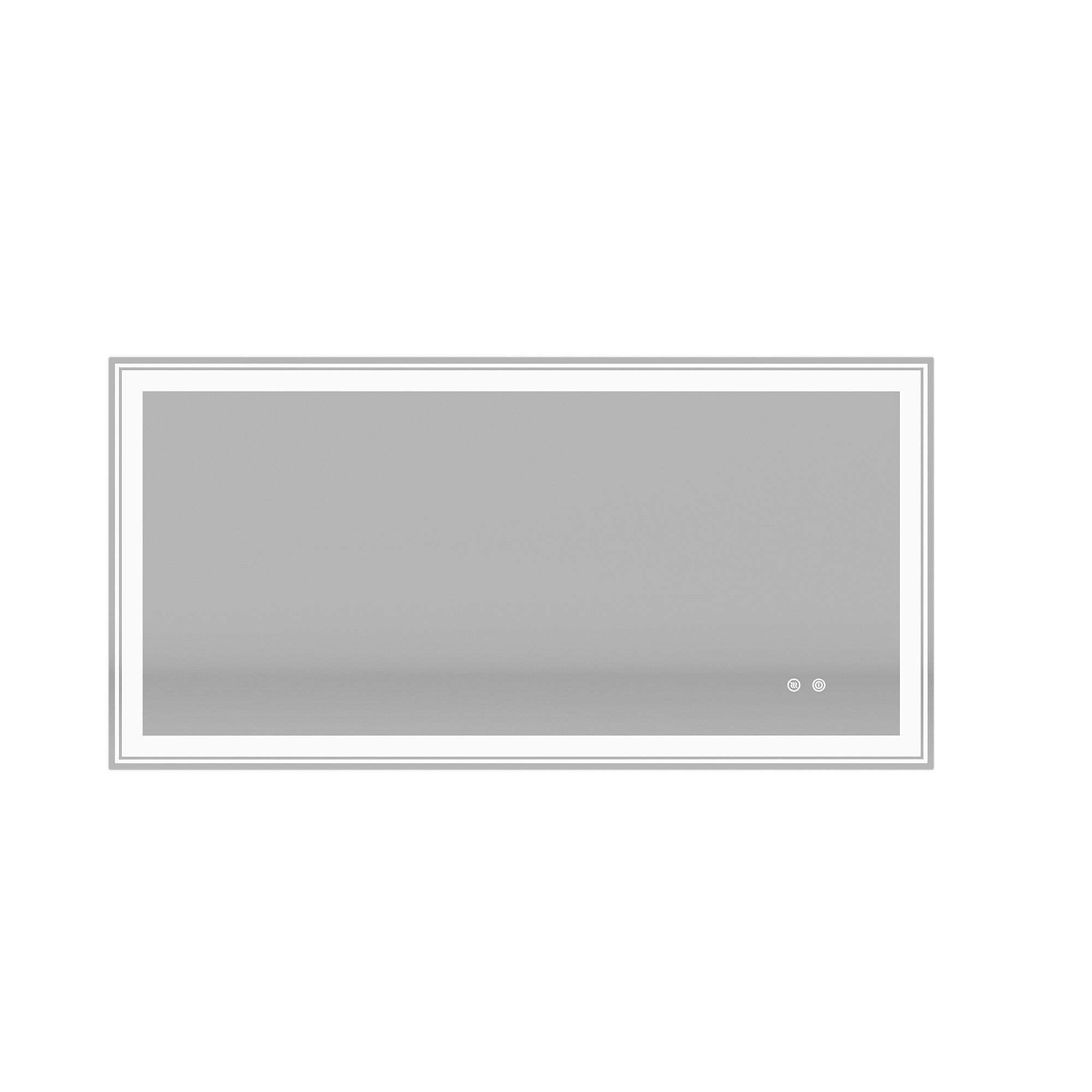 WELLFOR CR-P-10-3W02MB 55-in x 40-in Dimmable Lighted Silver Fog Free Frameless Bathroom Vanity Mirror