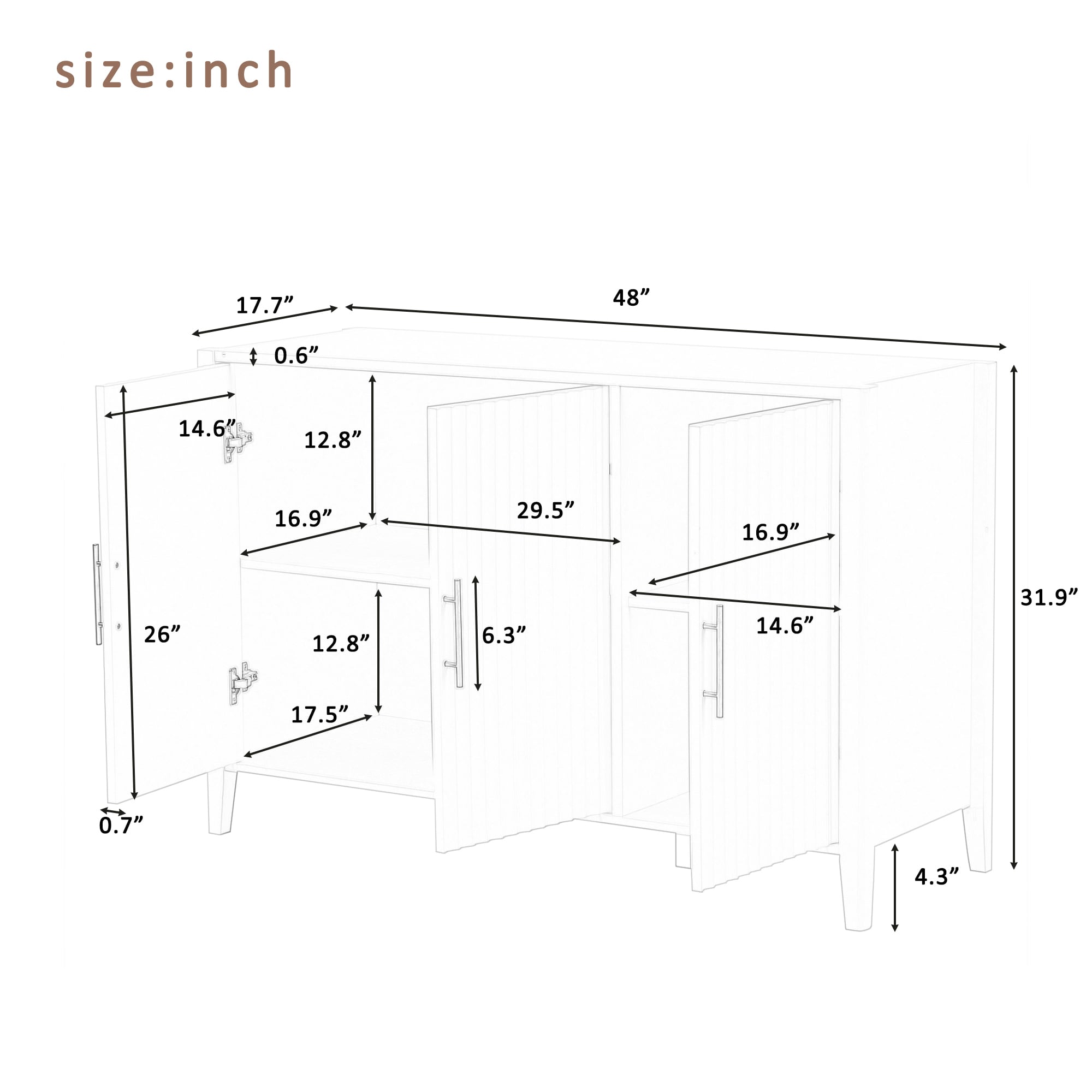 SINOFURN SYA020283BK Dining-Kitchen-Storarge - View #4