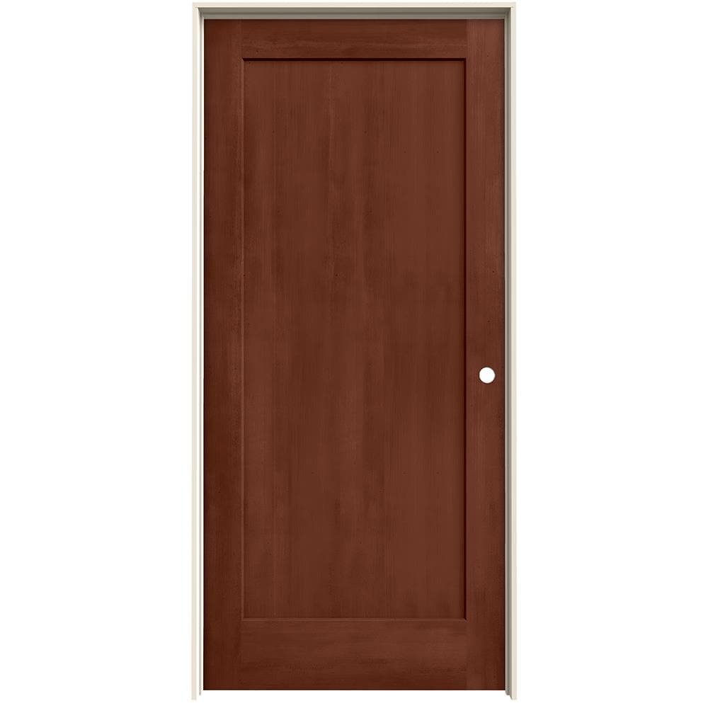 JELD-WEN Madison 36-in x 80-in Amaretto 1-panel Square Solid Core Stained Molded Composite Left Hand Single Prehung Interior Door in Brown -  LOWOLJW222201058