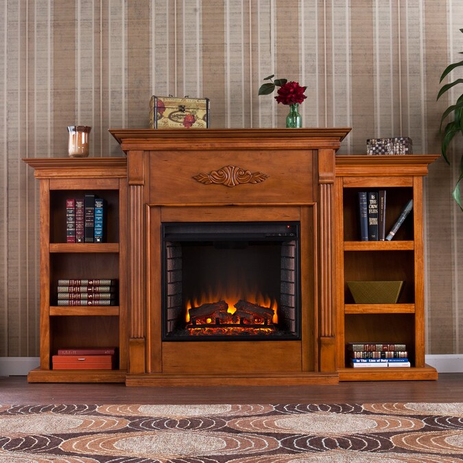 Boston Loft Furnishings 70.25in W Glazed pine Led Electric Fireplace