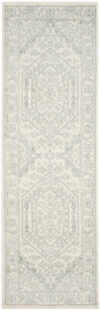 Safavieh ADR108S-210 Adirondack Herati 2 x 10 (ft) Loomed Polypropylene Ivory/Slate Rectangular Indoor Border Lodge Runner rug