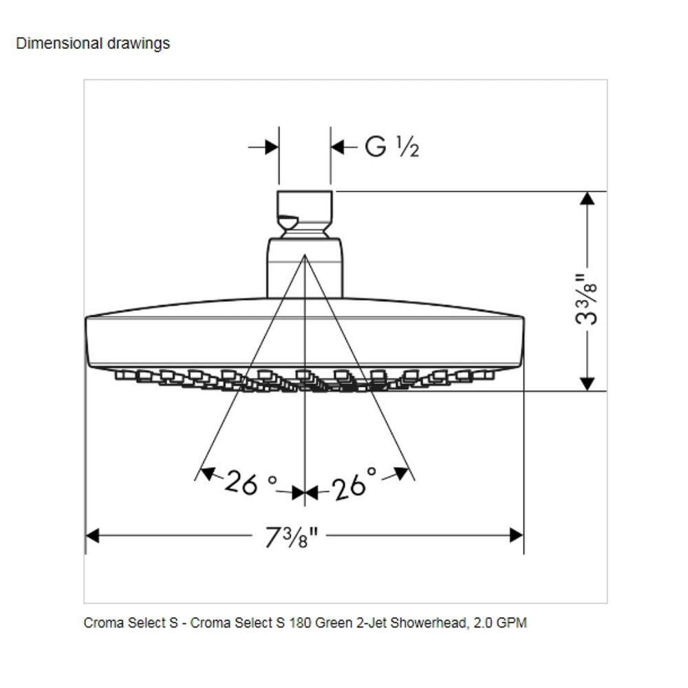 Hansgrohe Croma Chrome Round Rain Fixed Shower Head 2 Gpm 7 6 Lpm At