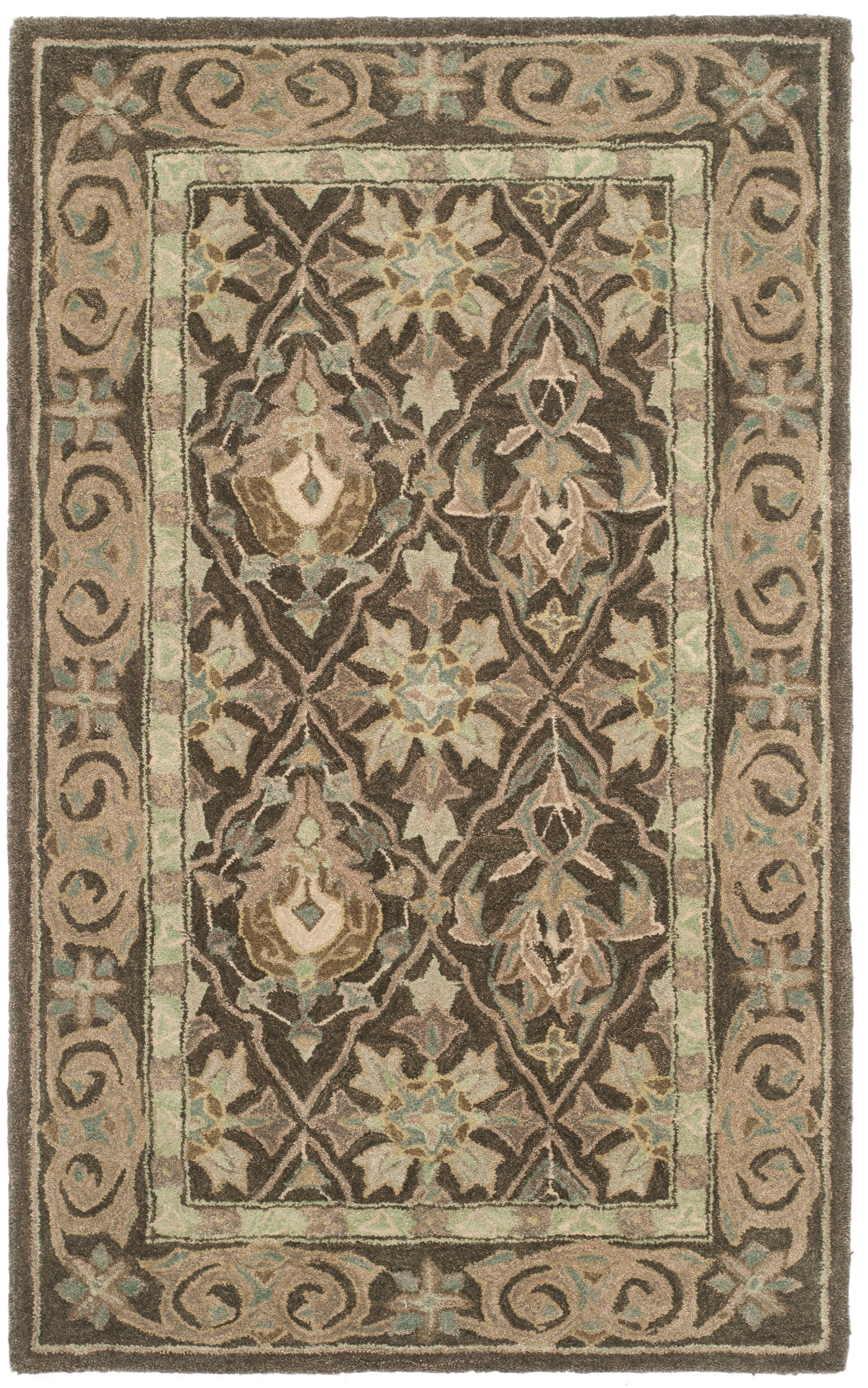Anatolia Brown and Beige Floral Wool 4' x 6' Rug